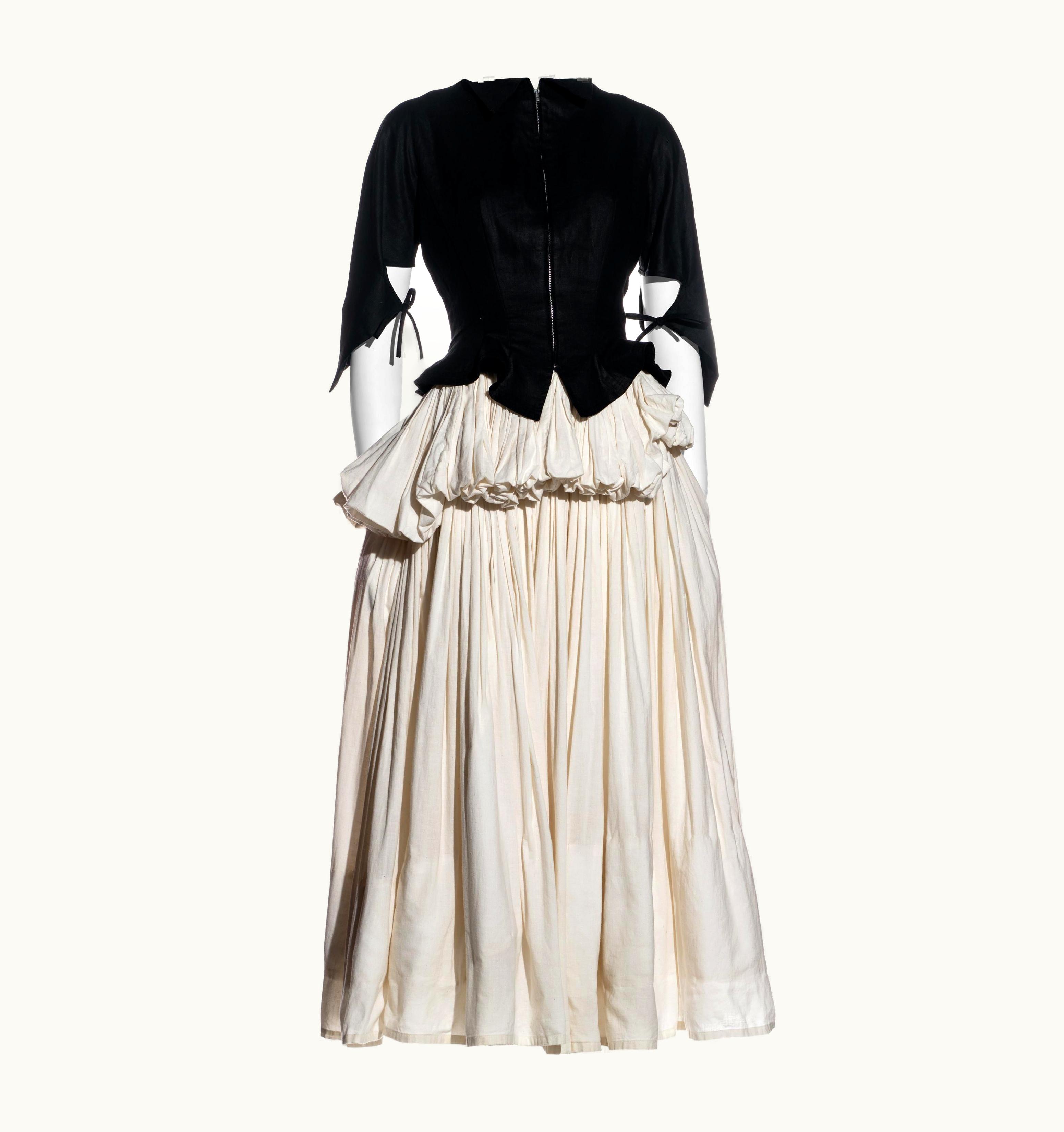 Yohji Yamamoto Yohji Yamamoto Black And White Cotton Bustled Skirt And Jacket Set, S/S 2000