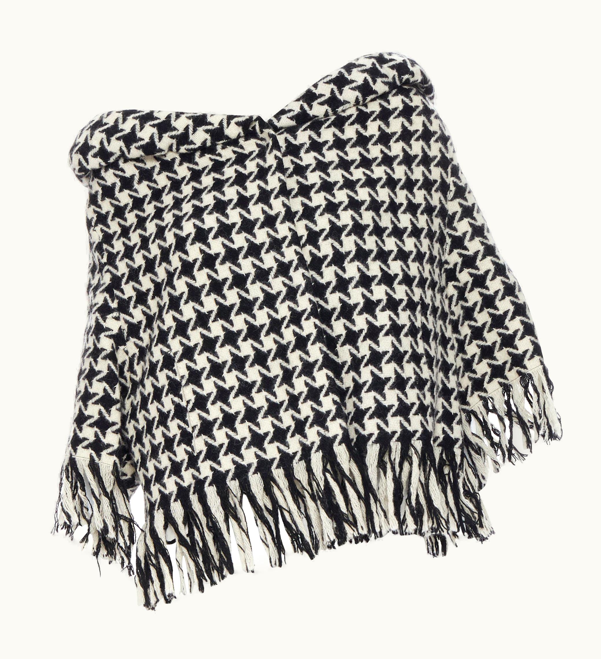 Yohji Yamamoto Runway Yohji Yamamoto AW03 Black White Houndstooth Fringe Roll Collar Jacket