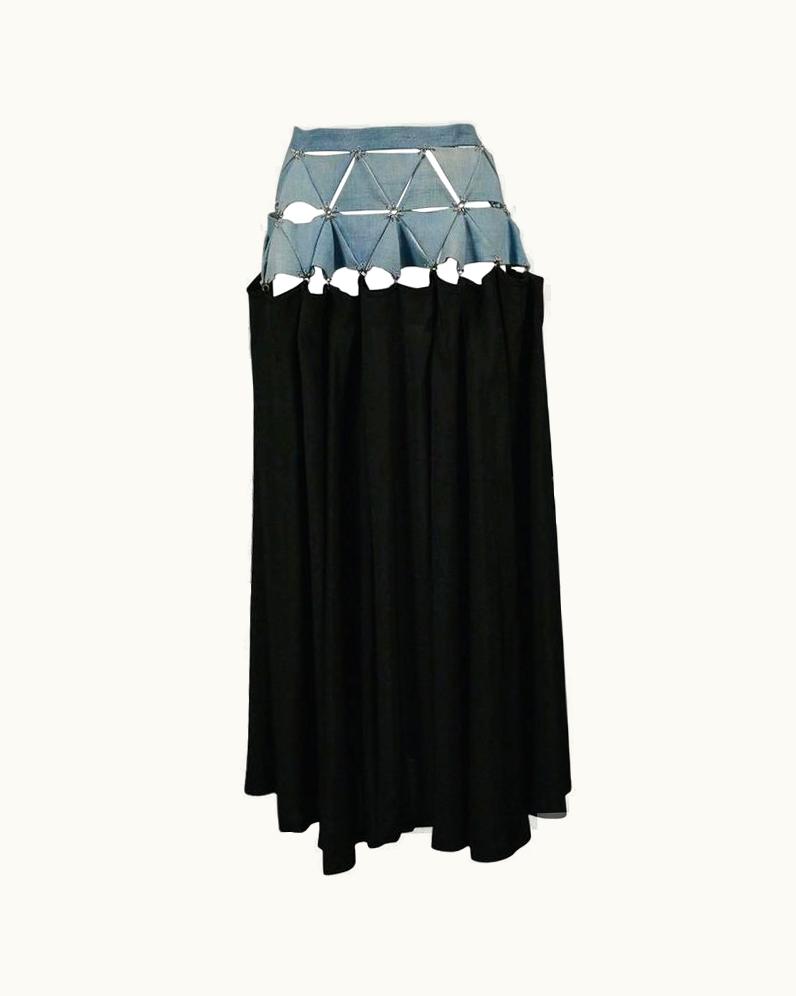 Yohji Yamamoto Yohji Yamamoto Denim & Black Puzzle Skirt 2004