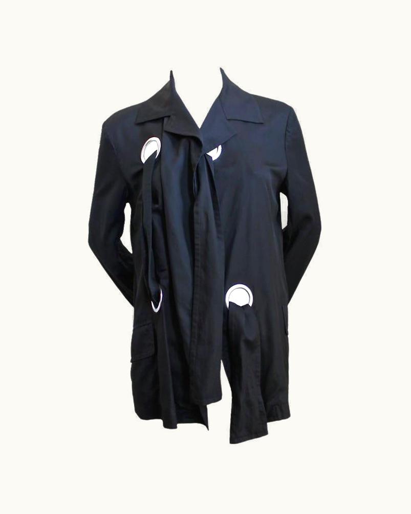 Yohji Yamamoto 2004 Yohji Yamamoto Black Runway Jacket With Large Silver Grommets