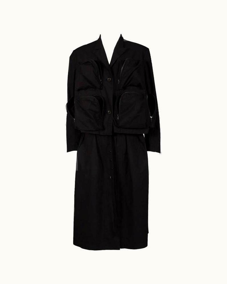 Yohji Yamamoto Yohji Yamamoto Pour Homme Black Oversized Multi-pocket Military Coat, Circa 2006