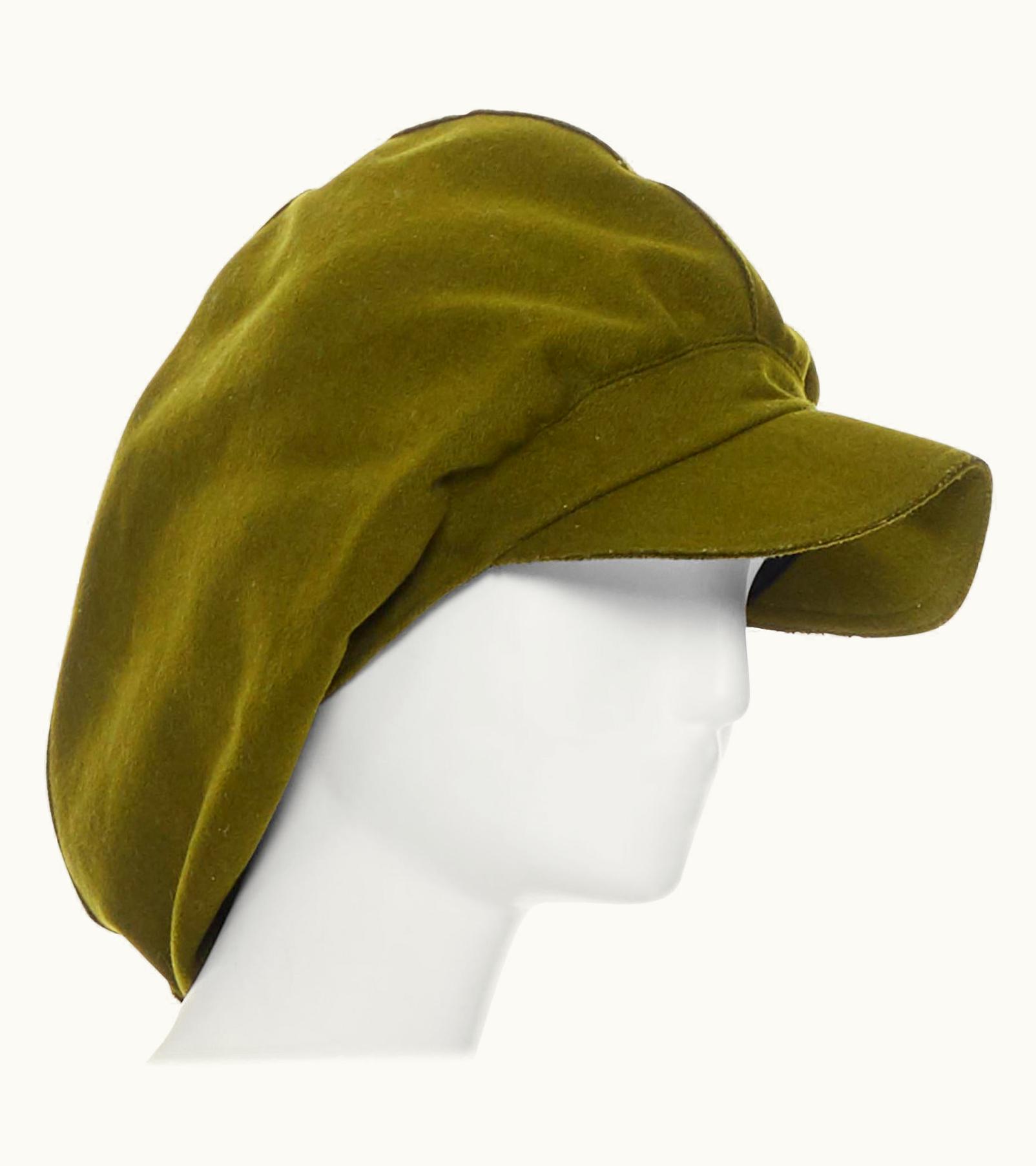 Yohji Yamamoto Yohji Yamamoto Military Green Wool Short Beak Oversized Draped Beanie Hat