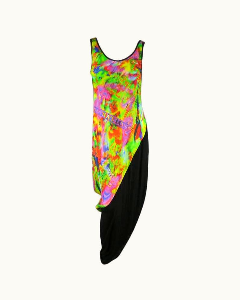 Yohji Yamamoto Yohji Yamamoto Psychedelic Glitch Damnation Print Draped Maxi Dress