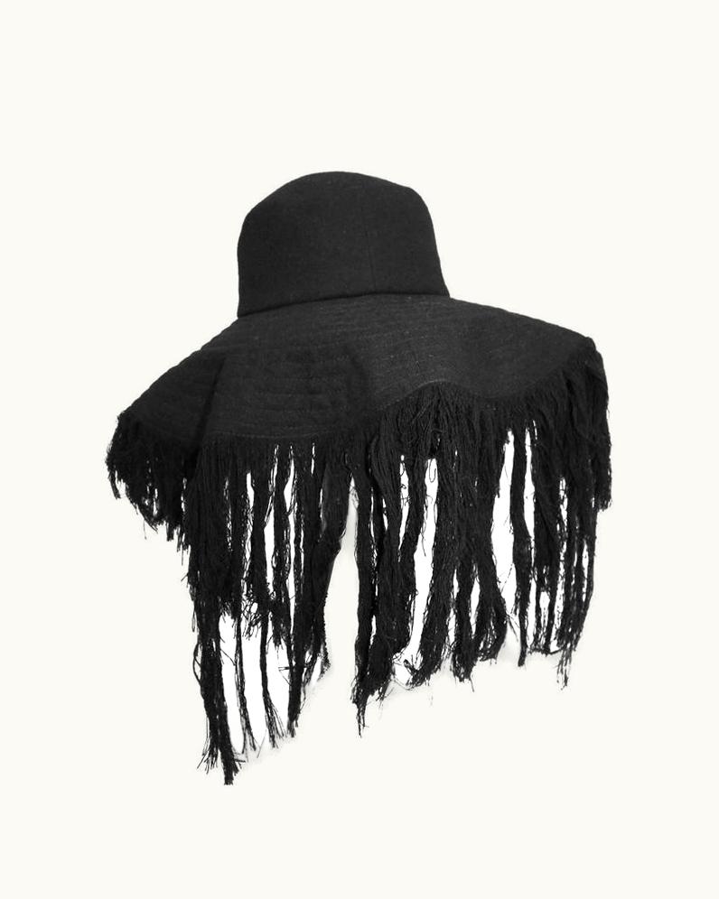 Yohji Yamamoto Rare Haute Couture Yohji Yamamoto Frayed Wide Brim Cashmere Wool Hat C 2013