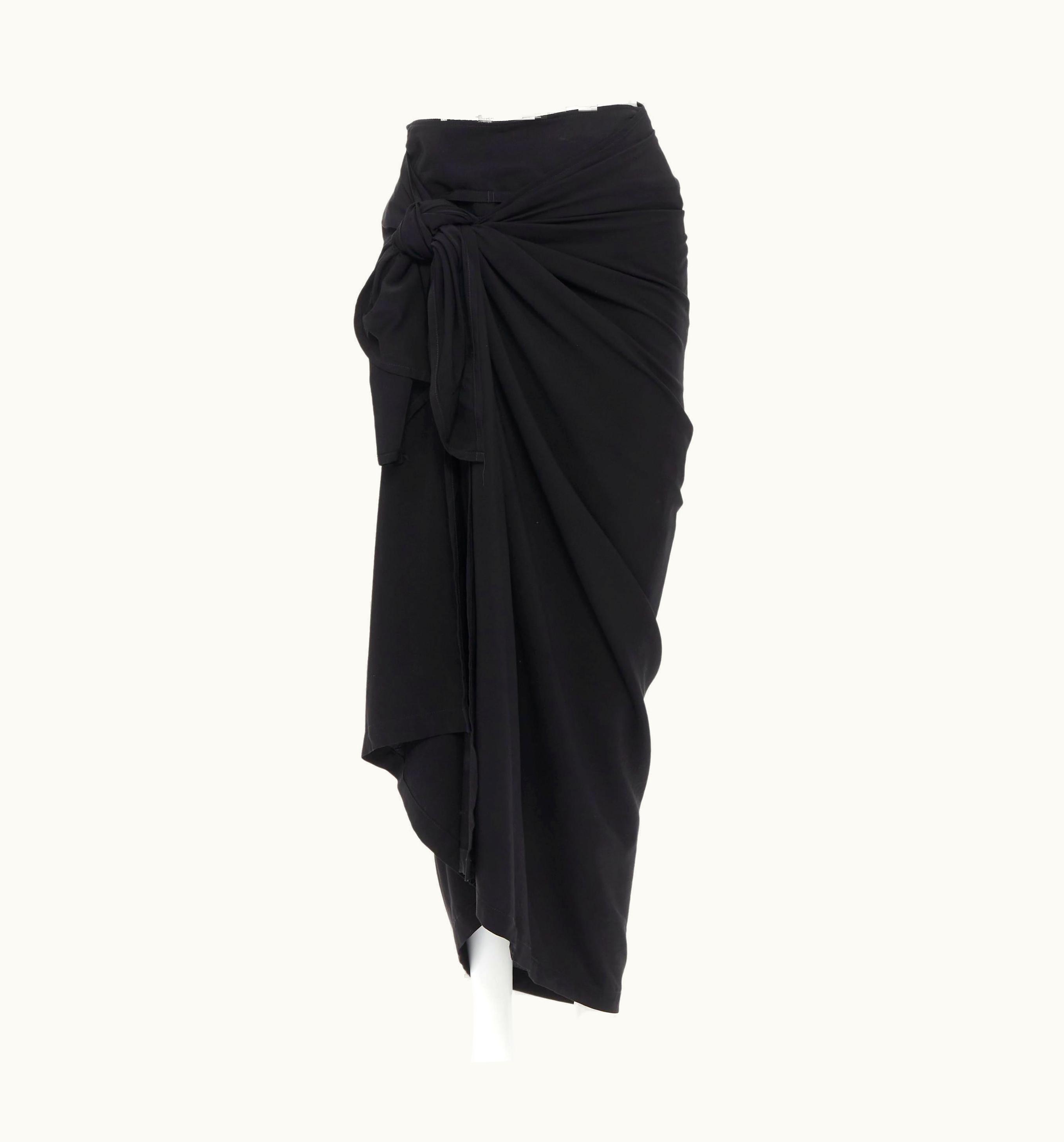 Yohji Yamamoto Yohji Yamamoto 2019 Runway Black Self Tie Wrap Around Casual Skirt Jp1 UZ0617243
