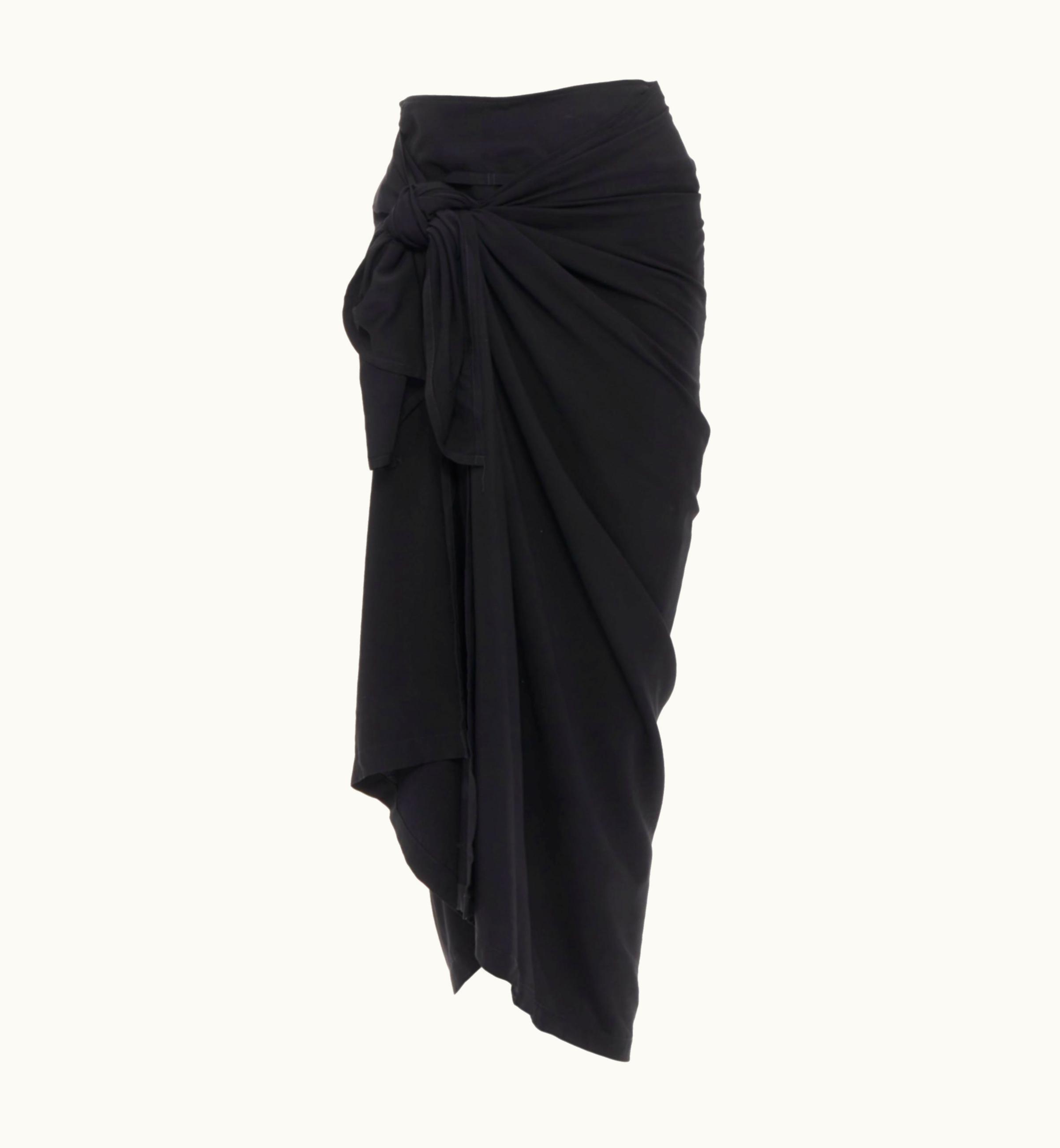 Yohji Yamamoto Yohji Yamamoto 2019 Runway Black Self Tie Wrap Around Casual Skirt Jp2