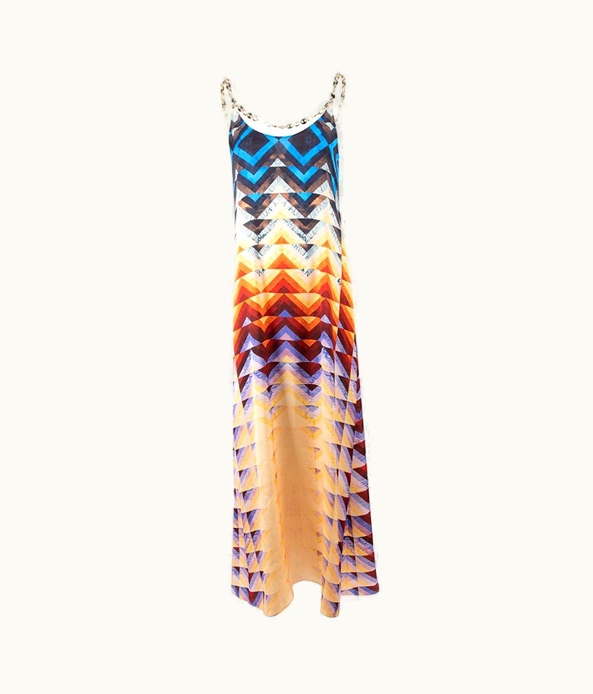 Paco Rabanne Paco Rabanne Women' Geometric Print Chain Strap Maxi Dress
