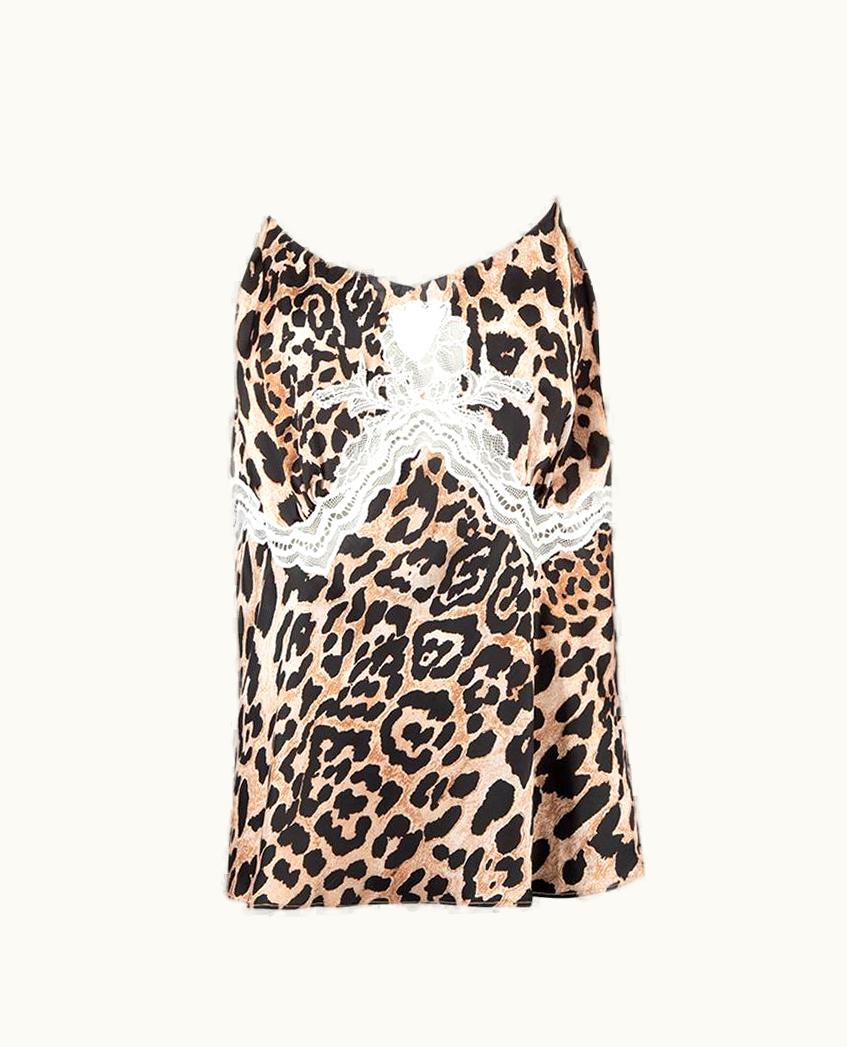 Paco Rabanne Paco Rabanne Women' Leopard Print Lace Trim Camisole Top