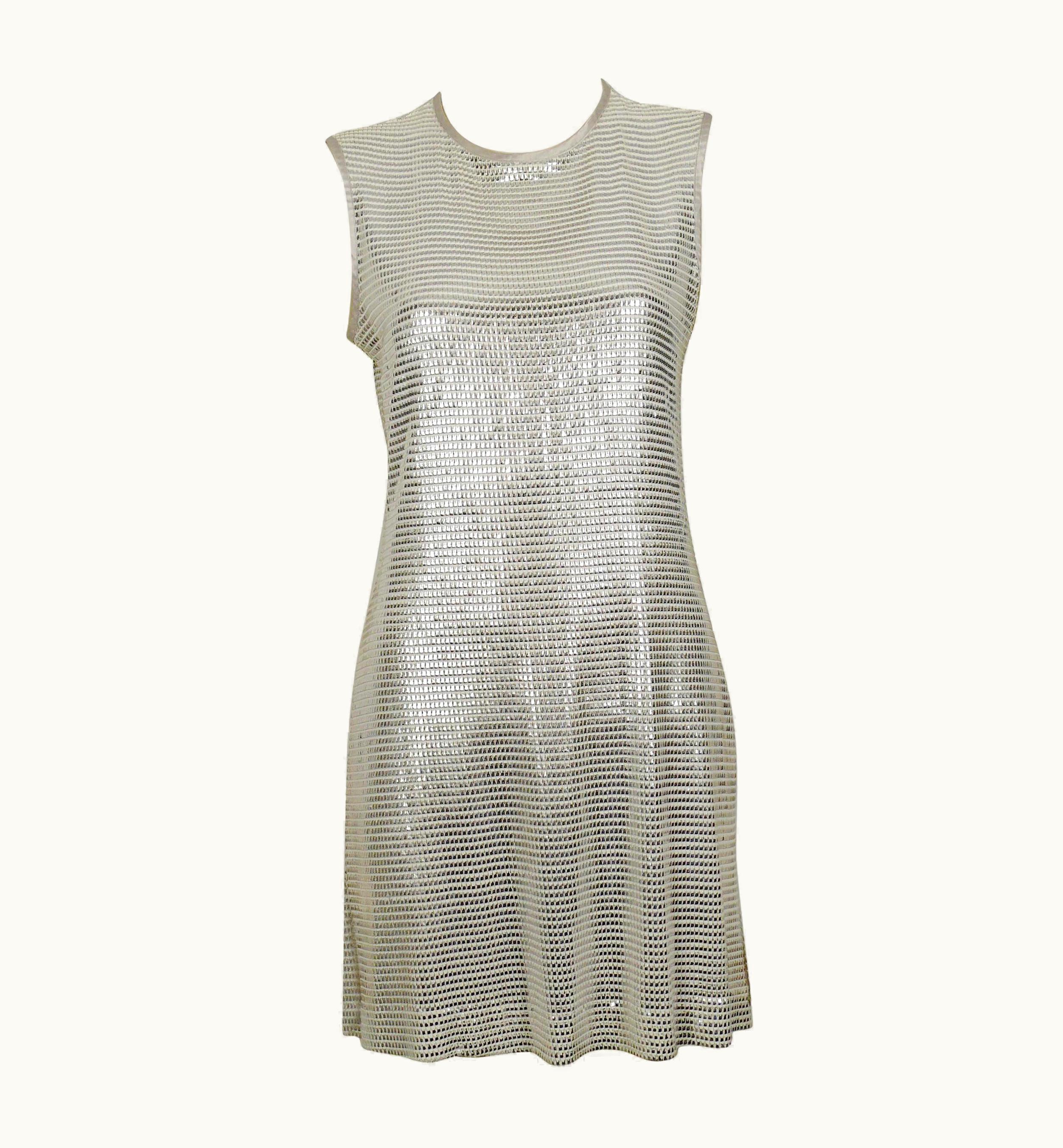 Paco Rabanne Paco Rabanne Silver Foil Grid Mini Dress Us