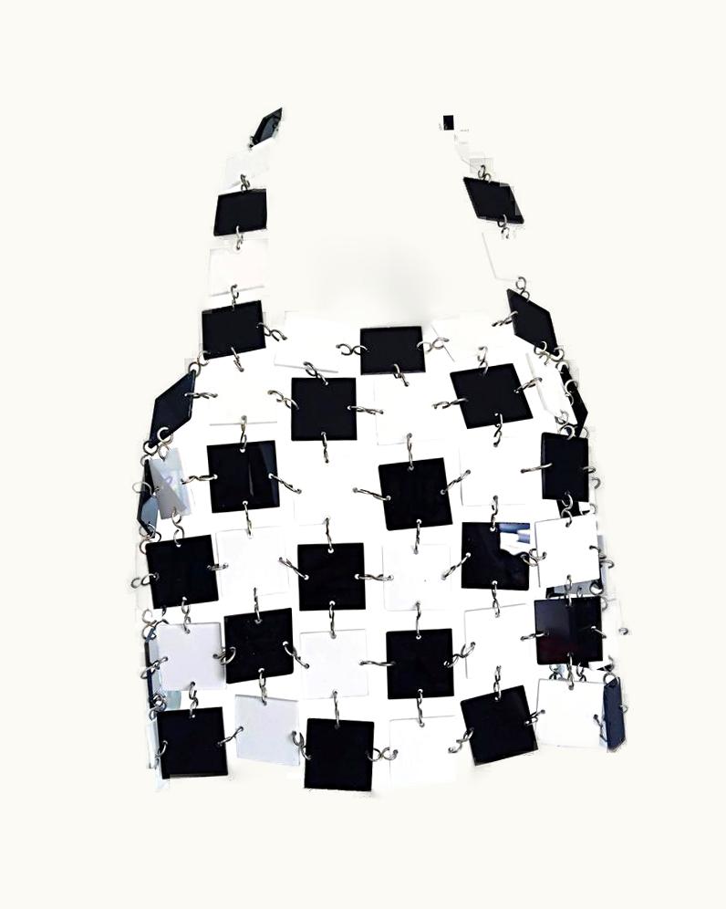 Paco Rabanne Paco Rabanne Black And White Acrylic Vintage Halter Crop Top, 1960s