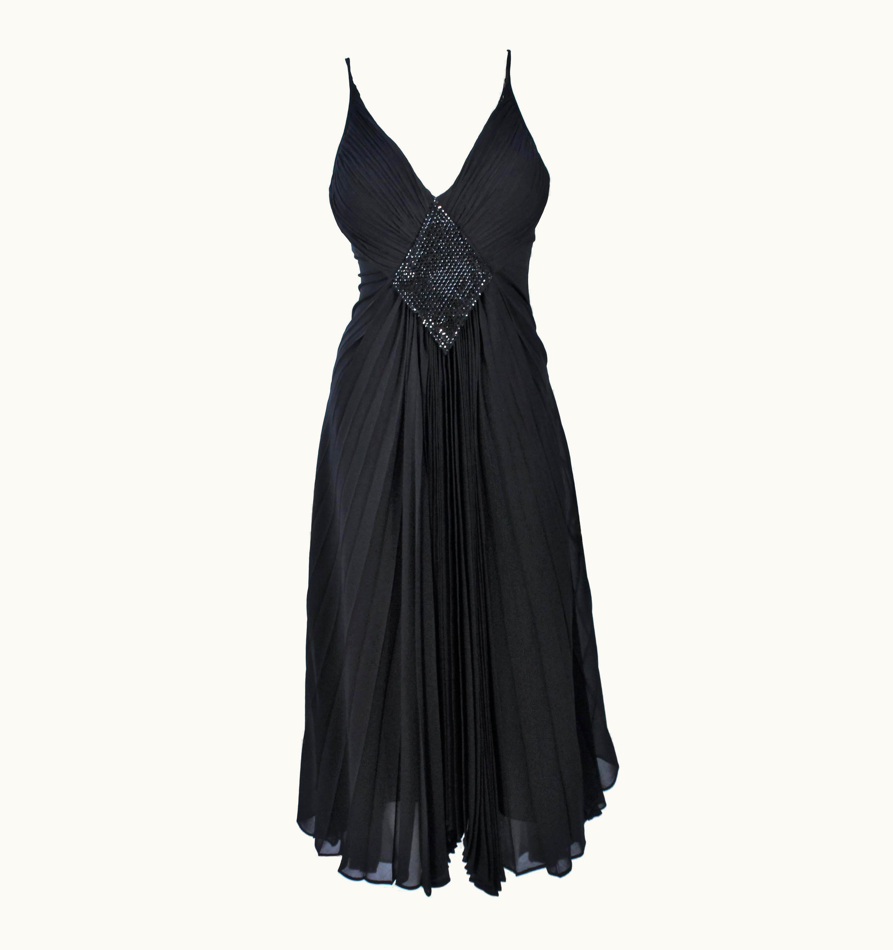 Paco Rabanne Paco Rabanne Black Silk Jerset Dress With Rhinestone Detail
