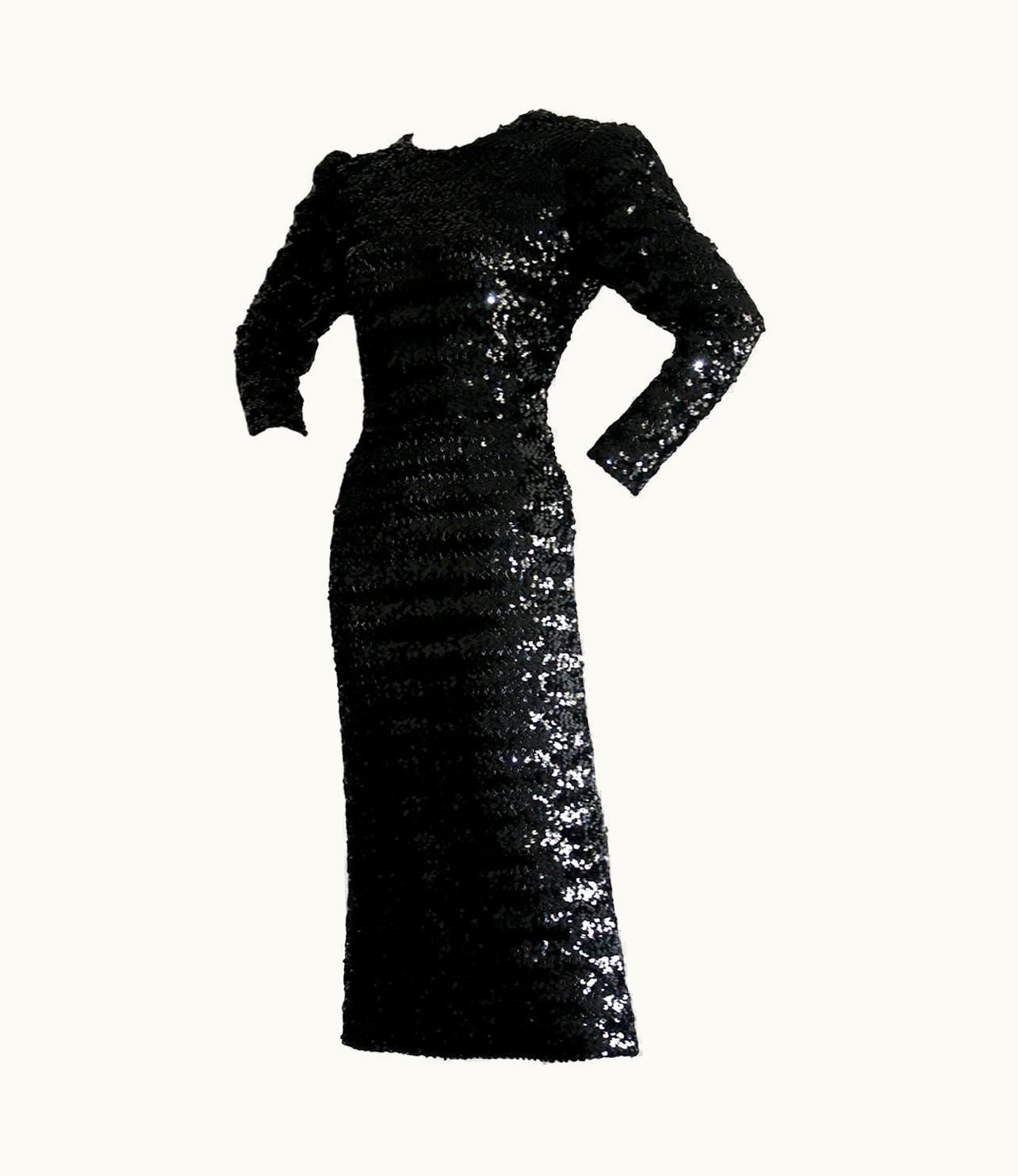 Paco Rabanne Beautiful Vintage Paco Rabanne Black Sequin Dress WS/S Plunging Back