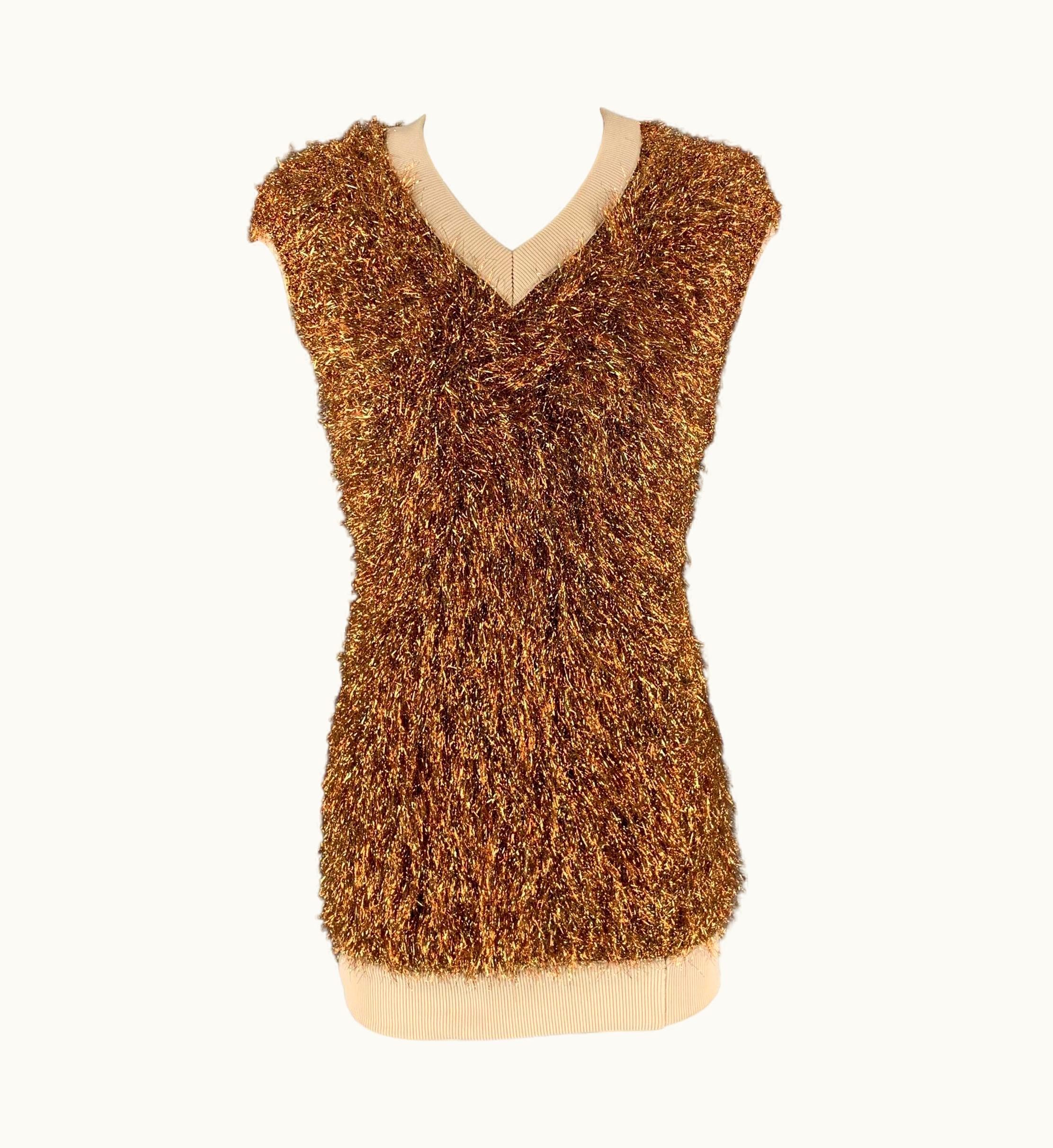 Paco Rabanne Gold Polypropylene Blend Metallic Pullover UZ0617295