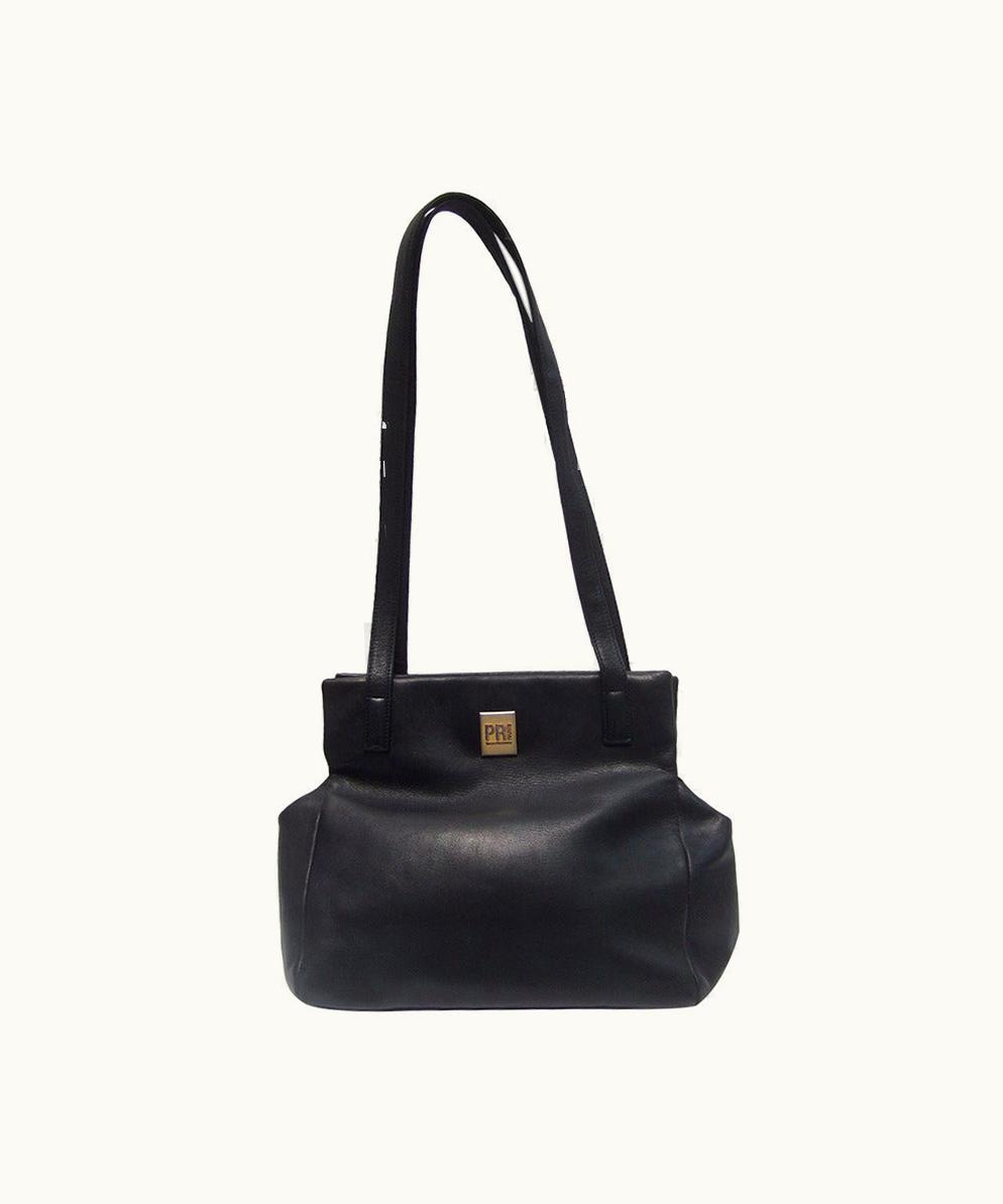 Paco Rabanne Paco Rabanne Paris Black Leather Shoulder Bag 1980s