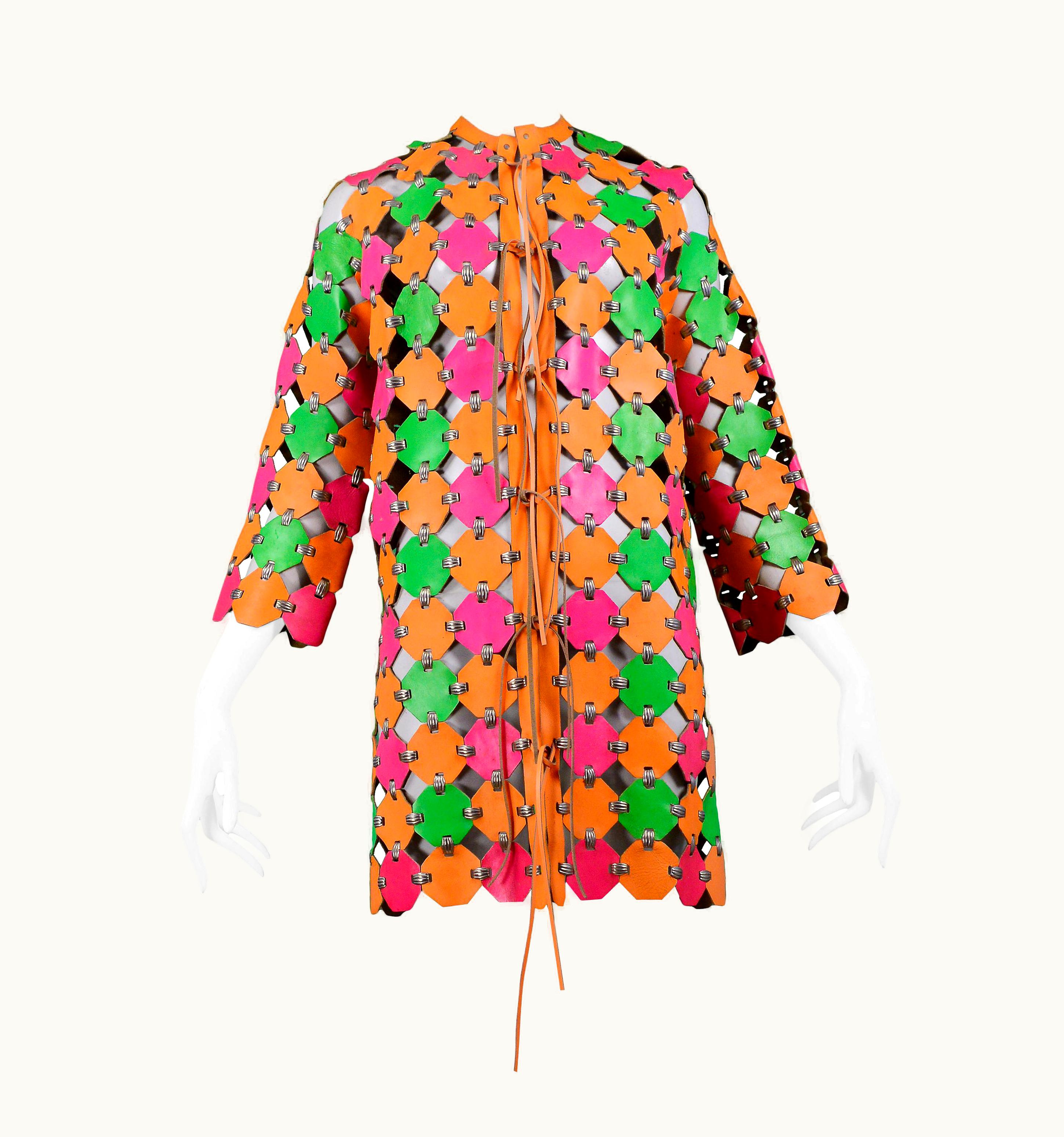 Paco Rabanne Important & Rare Paco Rabanne Neon Coat Dress 1967