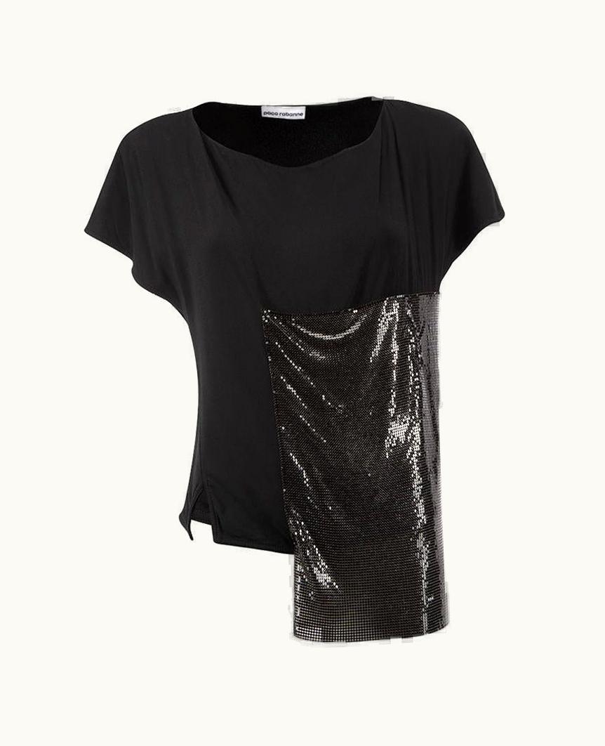 Paco Rabanne Paco Rabanne Women' Black Asymmetric Chainmail Panel Top
