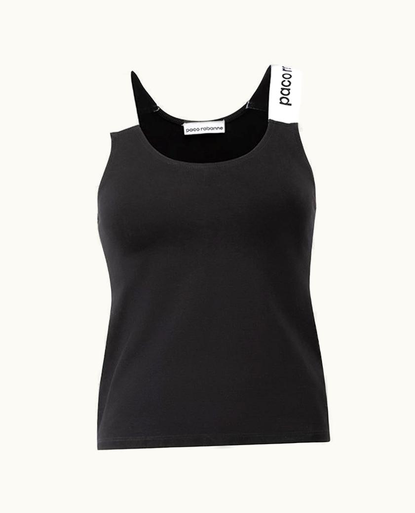 Paco Rabanne Paco Rabanne Women' Black Logo Strap Tank Top