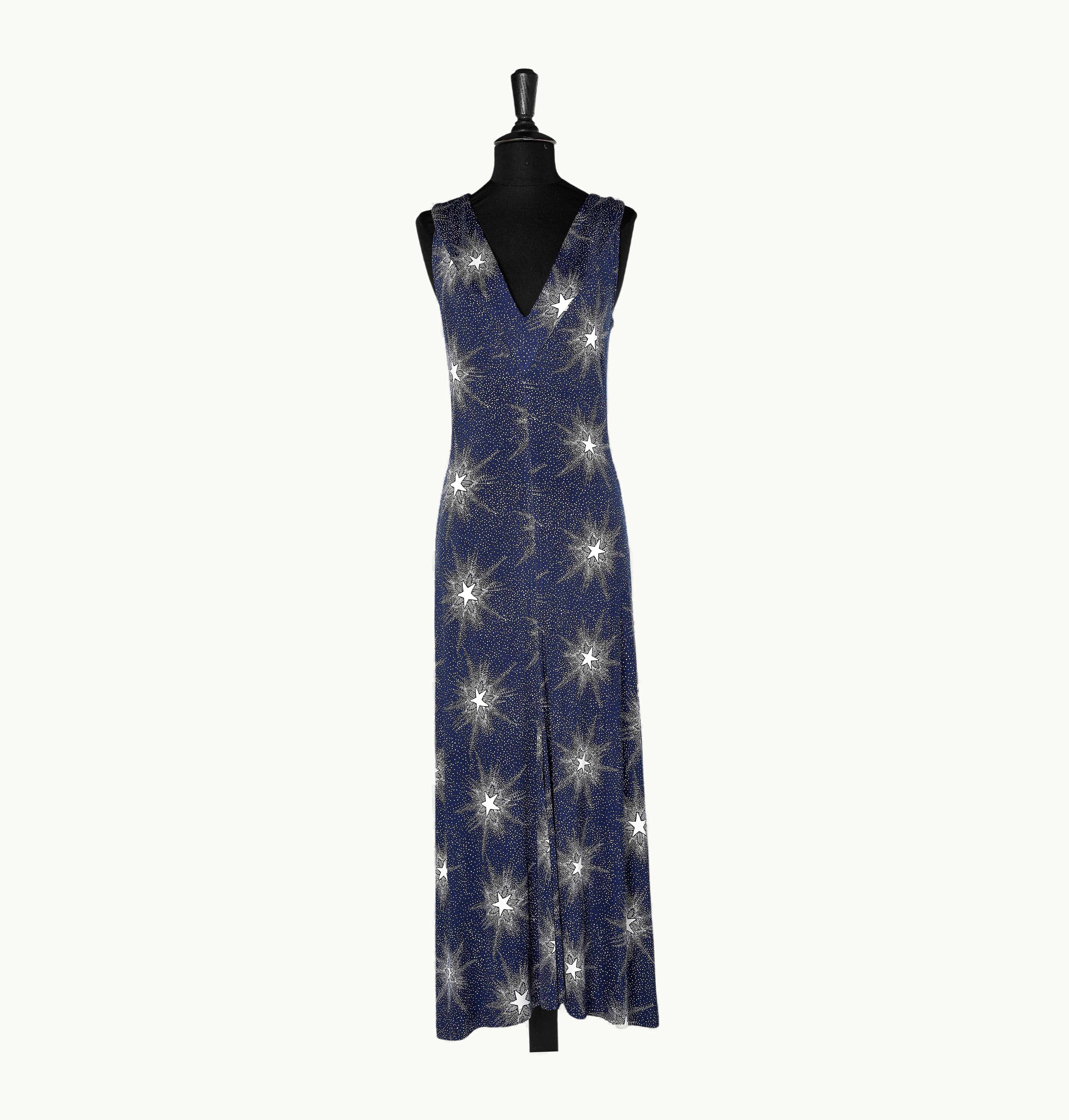 Paco Rabanne Maxi Sleeveless Dress With Stars Print Paco Rabanne