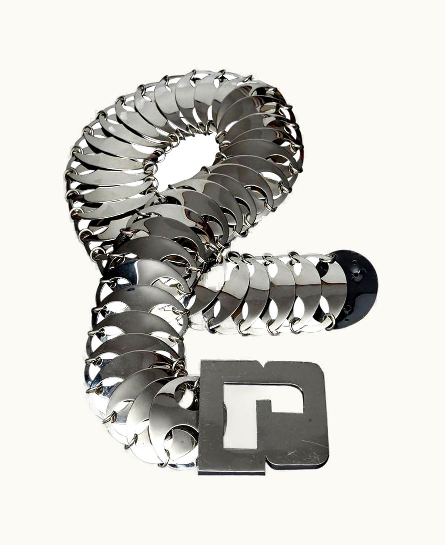 Paco Rabanne Vintage Paco Rabanne Logo Metal Disc Space Age Belt