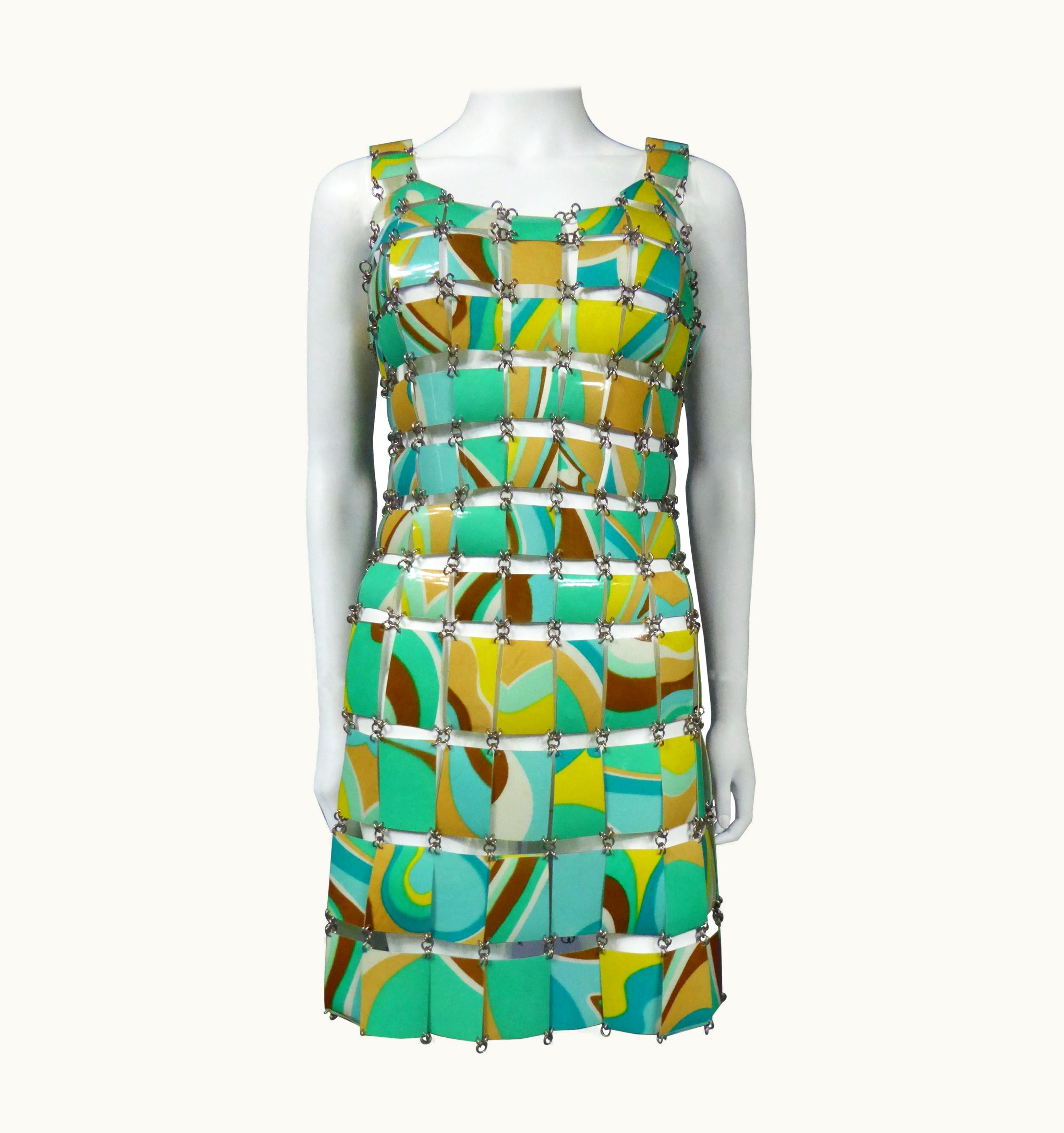 A Paco Rabanne Printed Rhodoïd Lamellae Couture Dress Paris Circa 1967/1970 1970