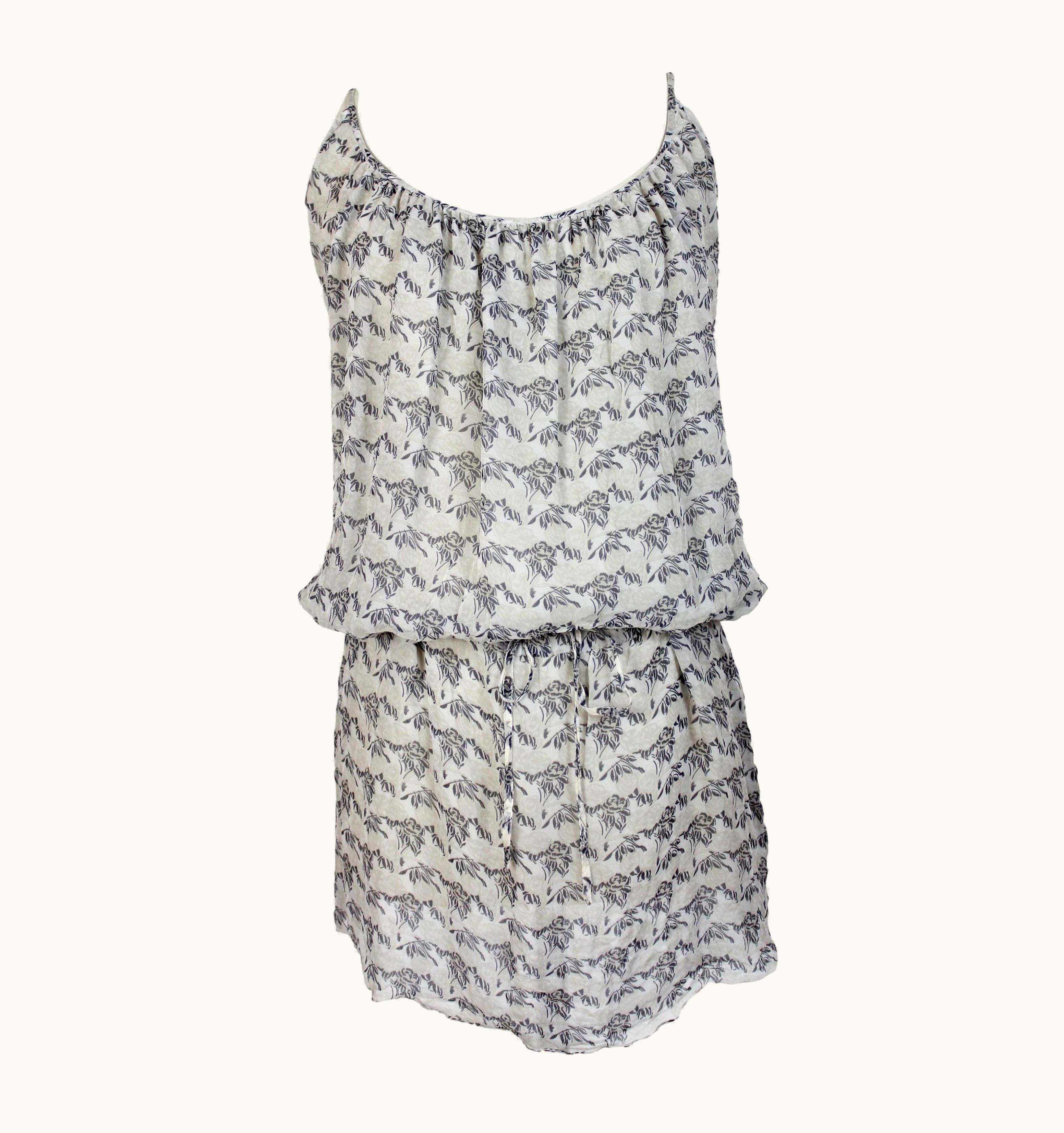 Paco Rabanne Gray Beige Short Floral Dress