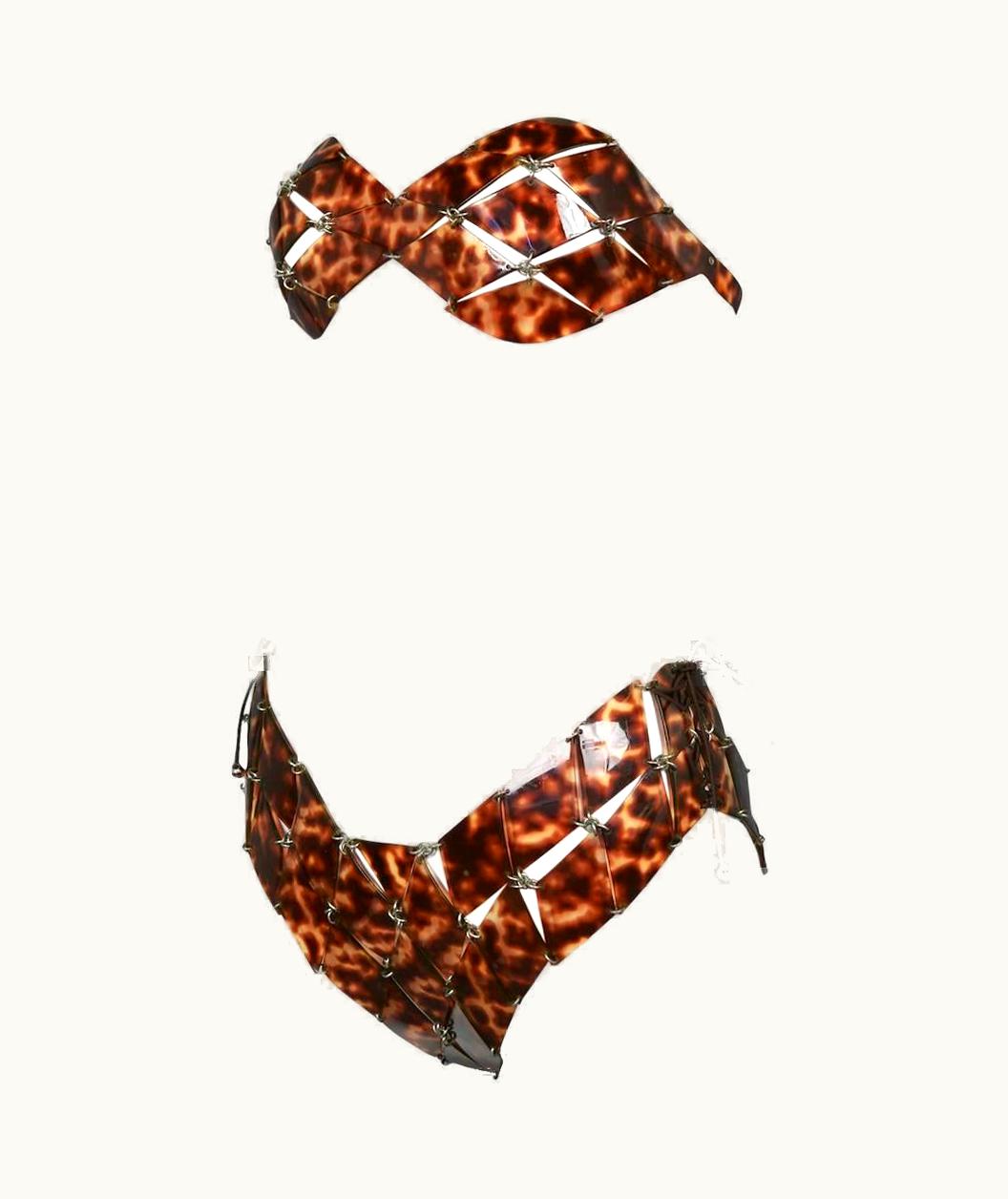 Paco Rabanne Tortoise Rubber Couture Corset Disc Bikini Swim Suit
