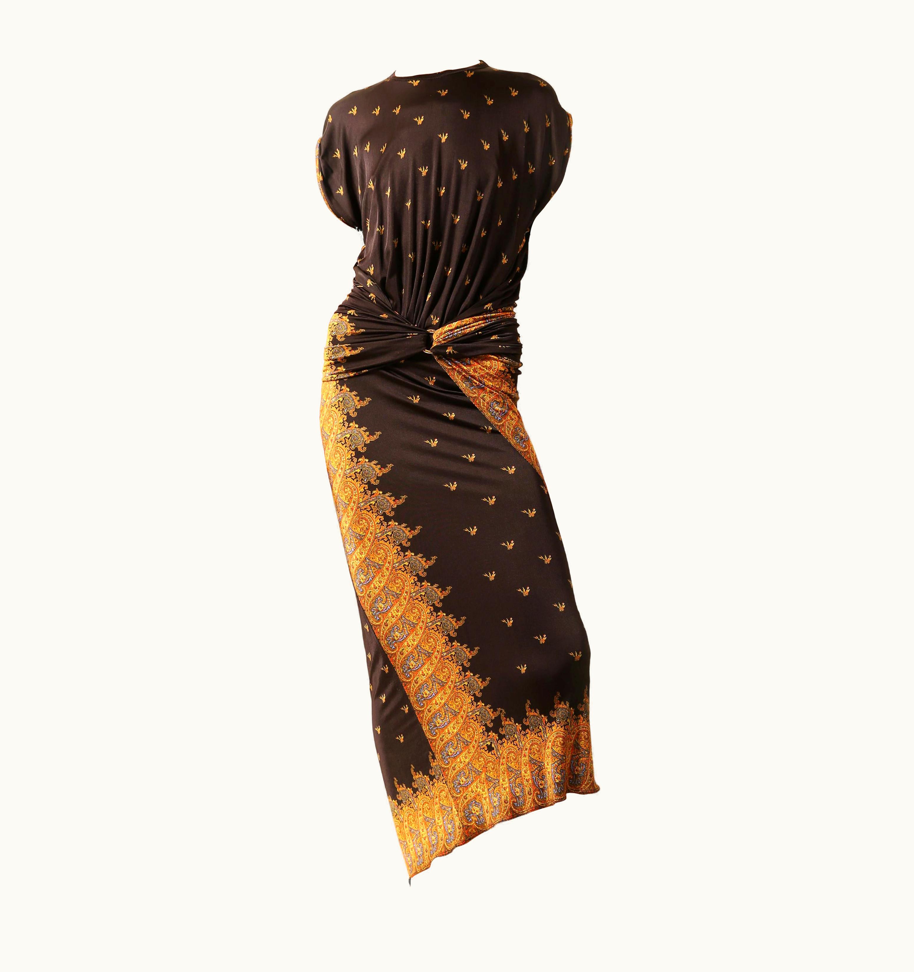 Paco Rabanne Spring 2019 Sleeveless Black Jersey Floral Print Paisley Dress