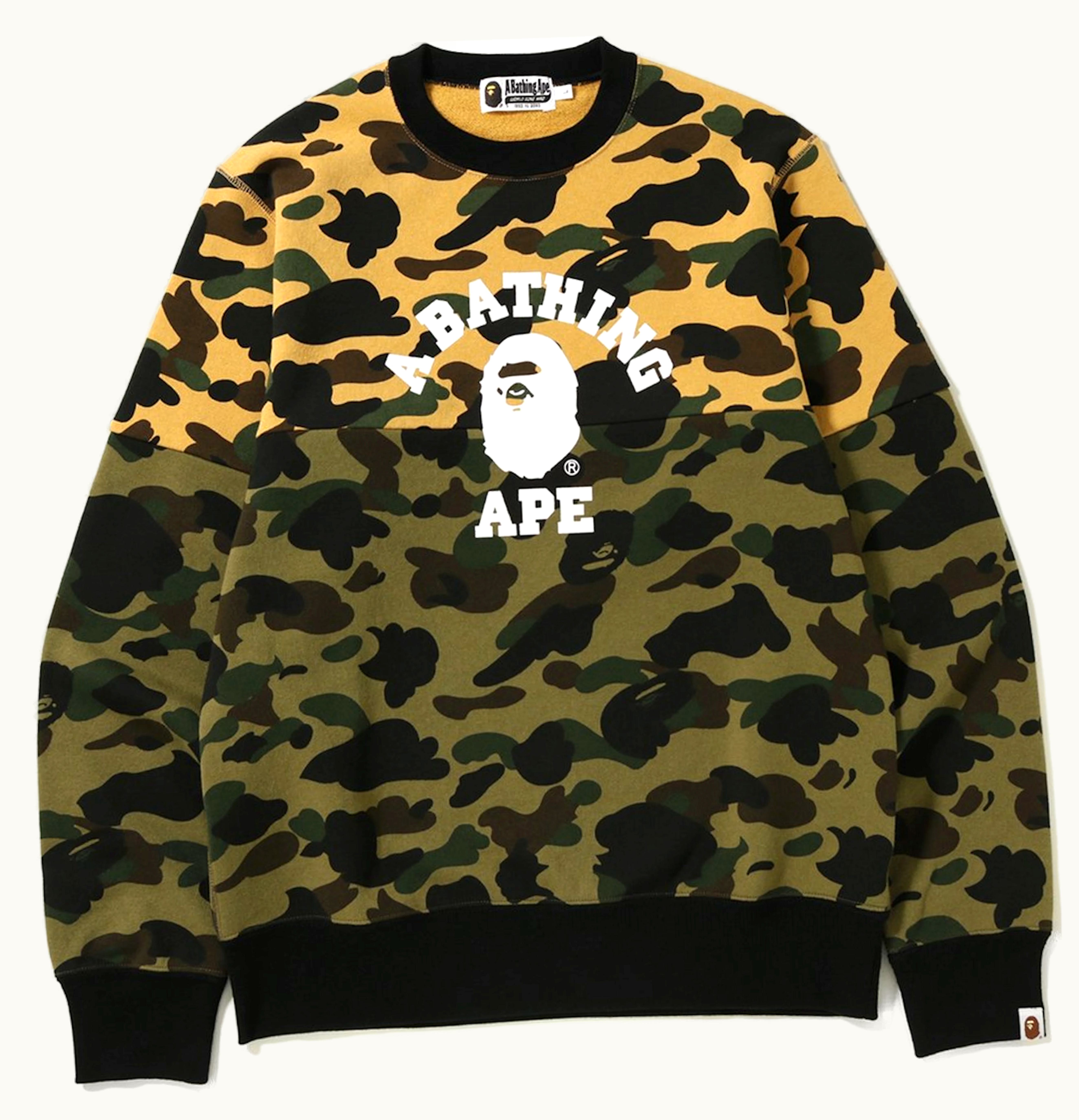 BAPE BAPE 1st Camo College Half Crewneck Yellow Green