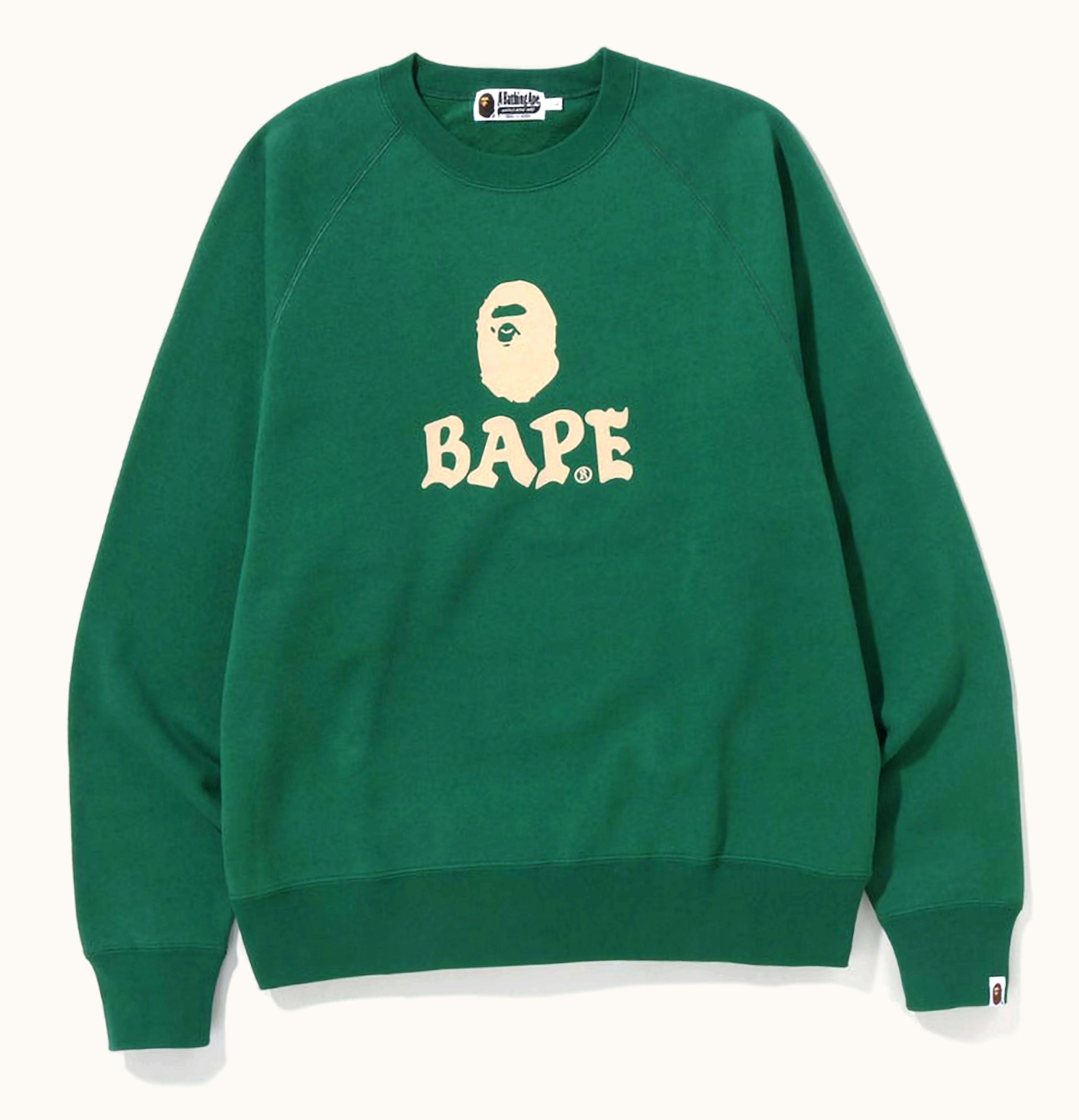 BAPE BAPE Bape Front Logo Relaxed Fit Crewneck Green