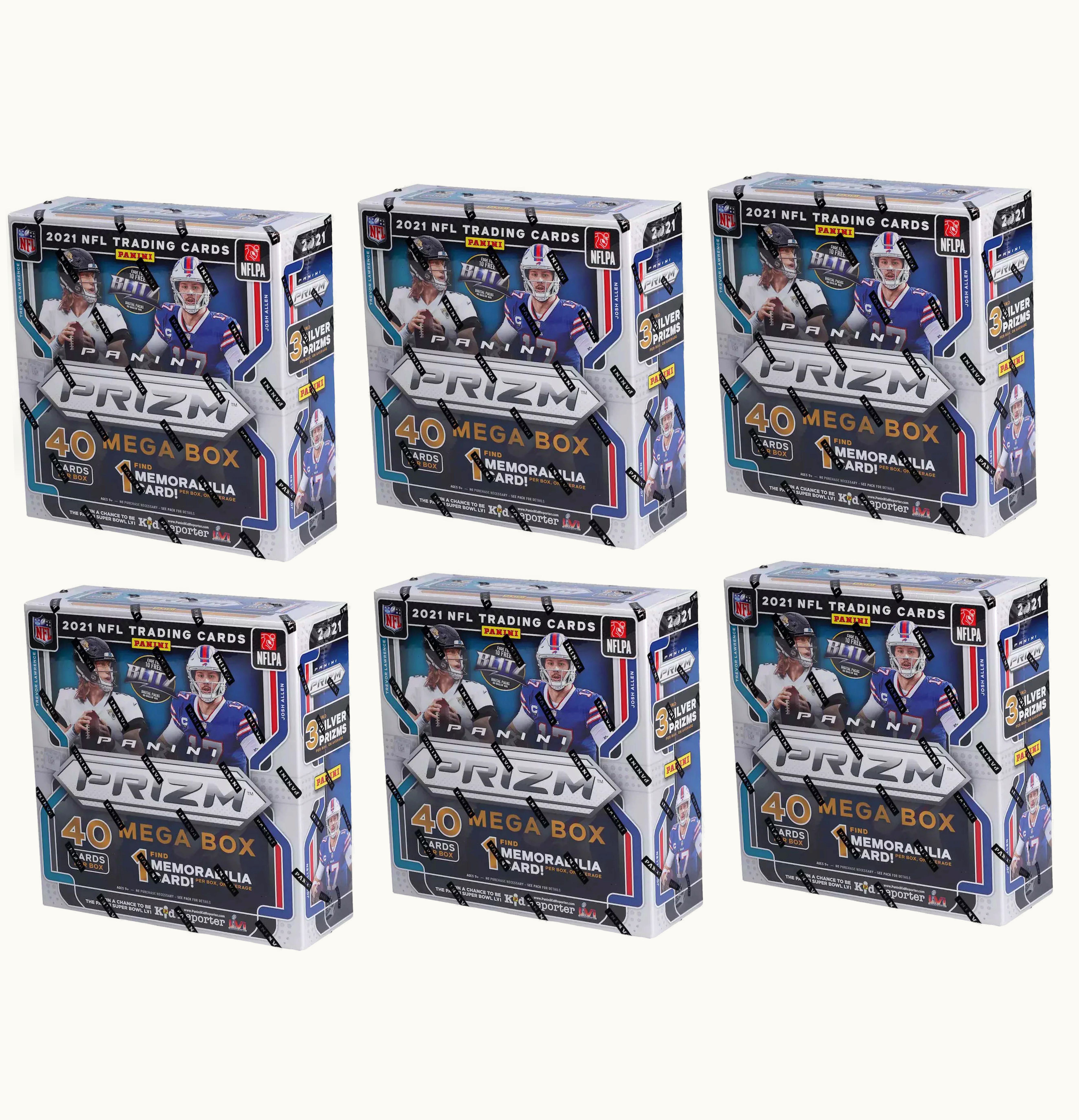 Panini 2021 Panini Prizm Football Mega Box Green Pulsars 6x Lot