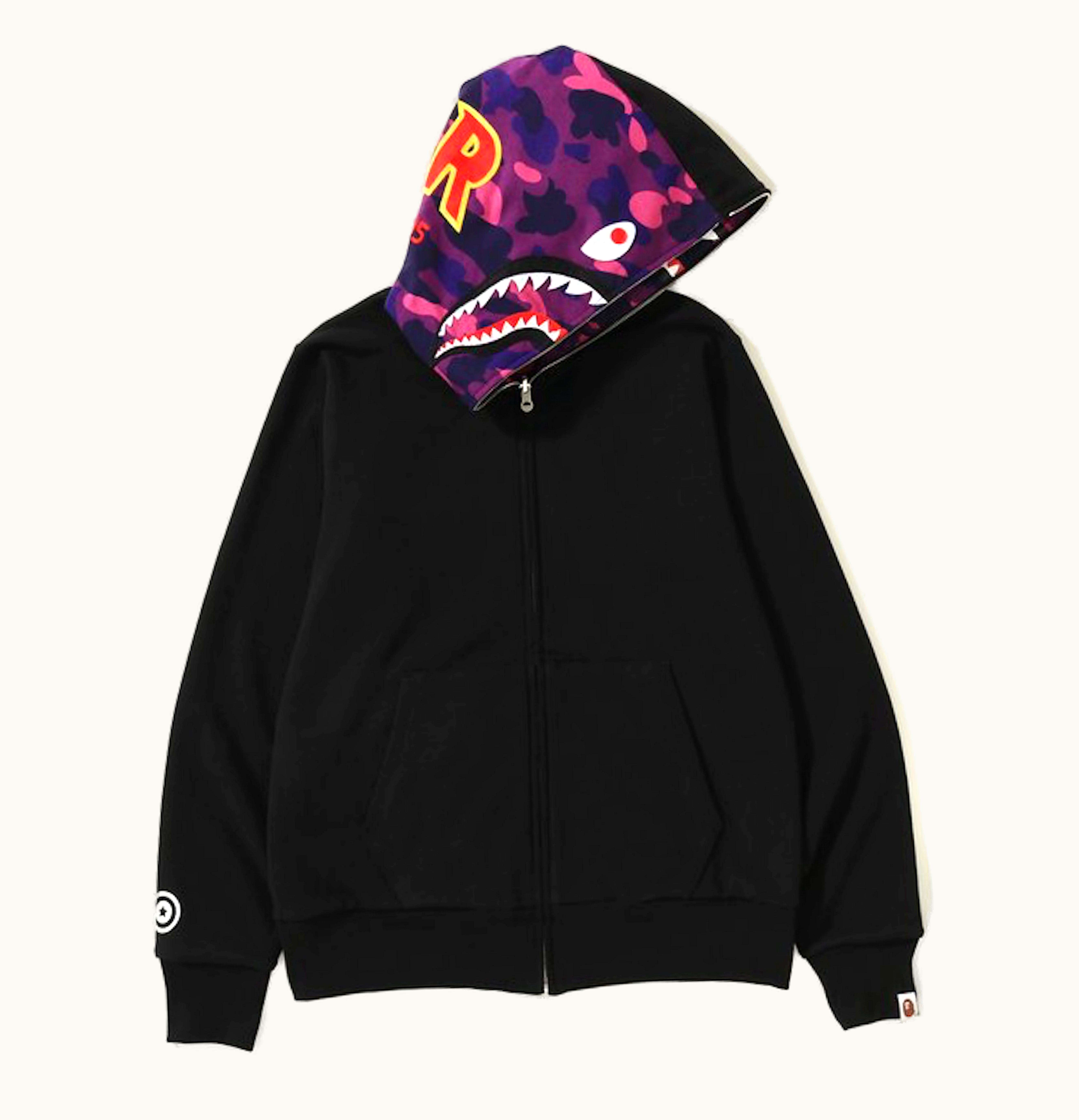 BAPE BAPE Color Camo Reversible PONR Shark Full Zip Hoodie Black Purple