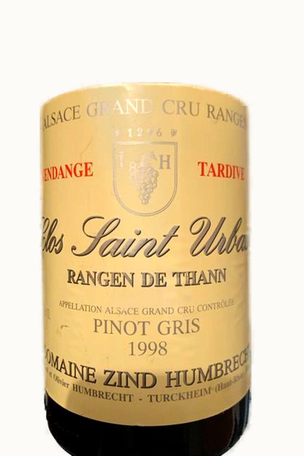 Domaine Zind Humbrecht Domaine Zind Humbrecht Pinot Gris Rangen de Thann Vendange Tardive Grand Cru Clos St. Urbain Alsace, 1999