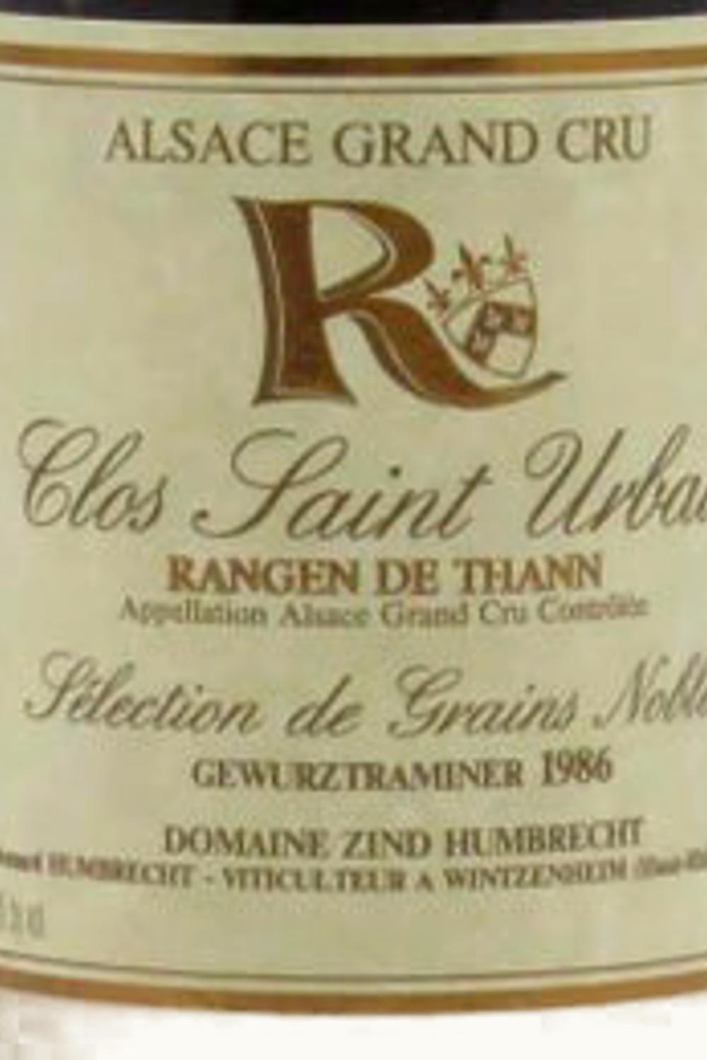 Domaine Zind Humbrecht Domaine Zind Humbrecht Gewurz Rangen de Thann Grand Cru Clos St. Urbain Alsace, 1989