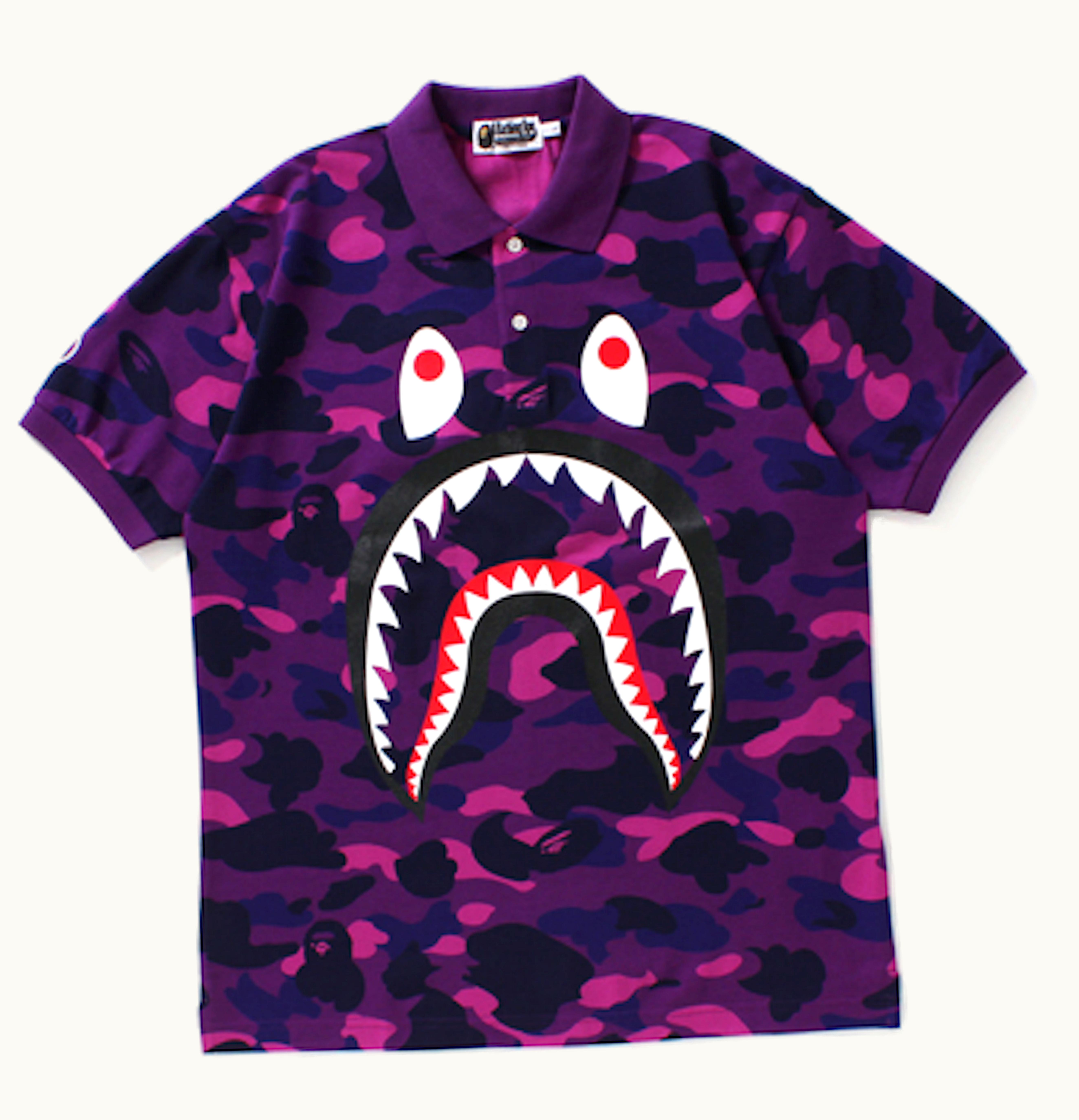 BAPE BAPE Color Camo Shark Polo Purple