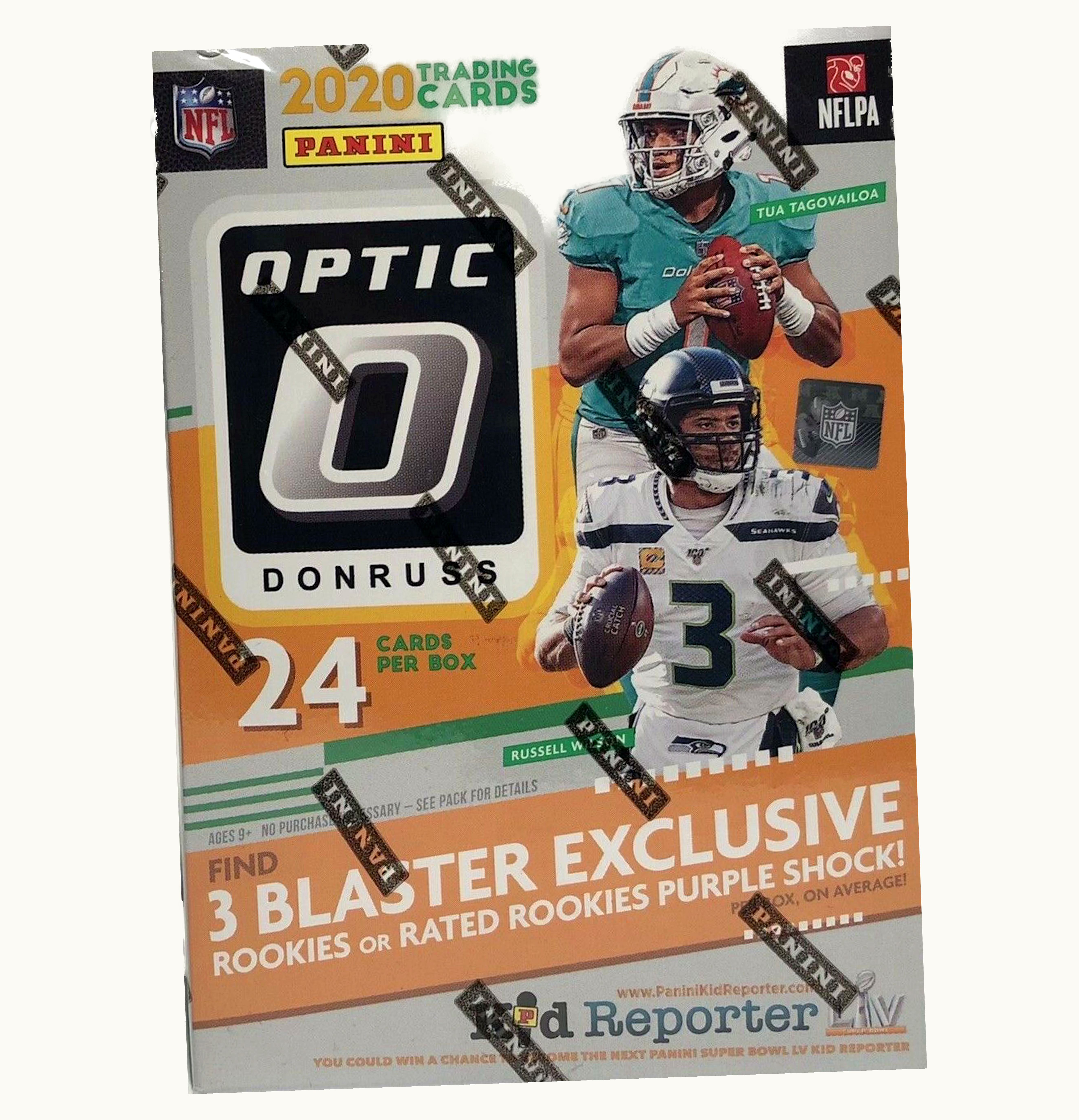 Panini 2020 Panini Donruss Optic Football Blaster Box Purple Shock parallels