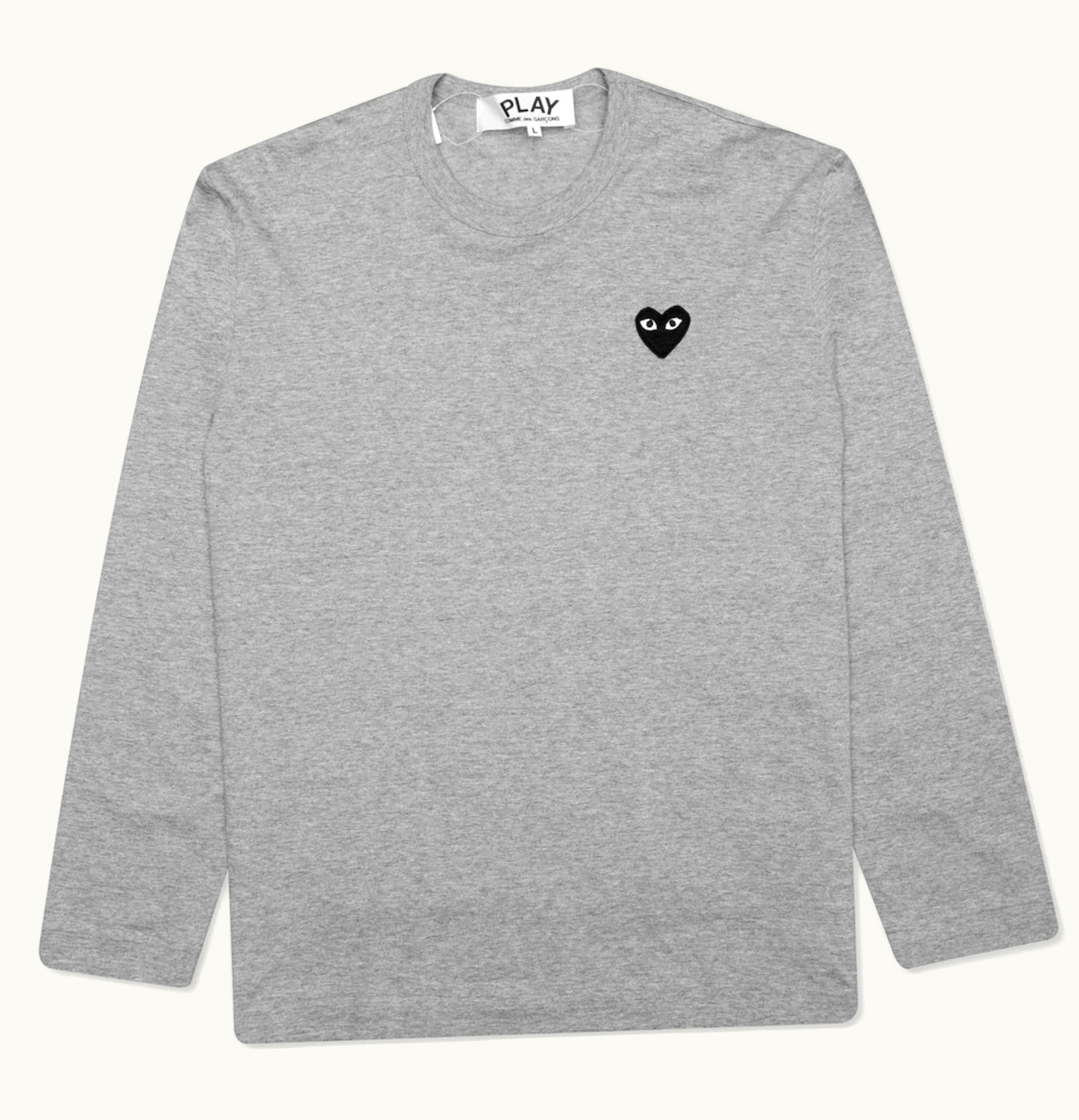 CDG Play Comme des Garcons PLAY Black Heart Emblem L S T shirt Grey