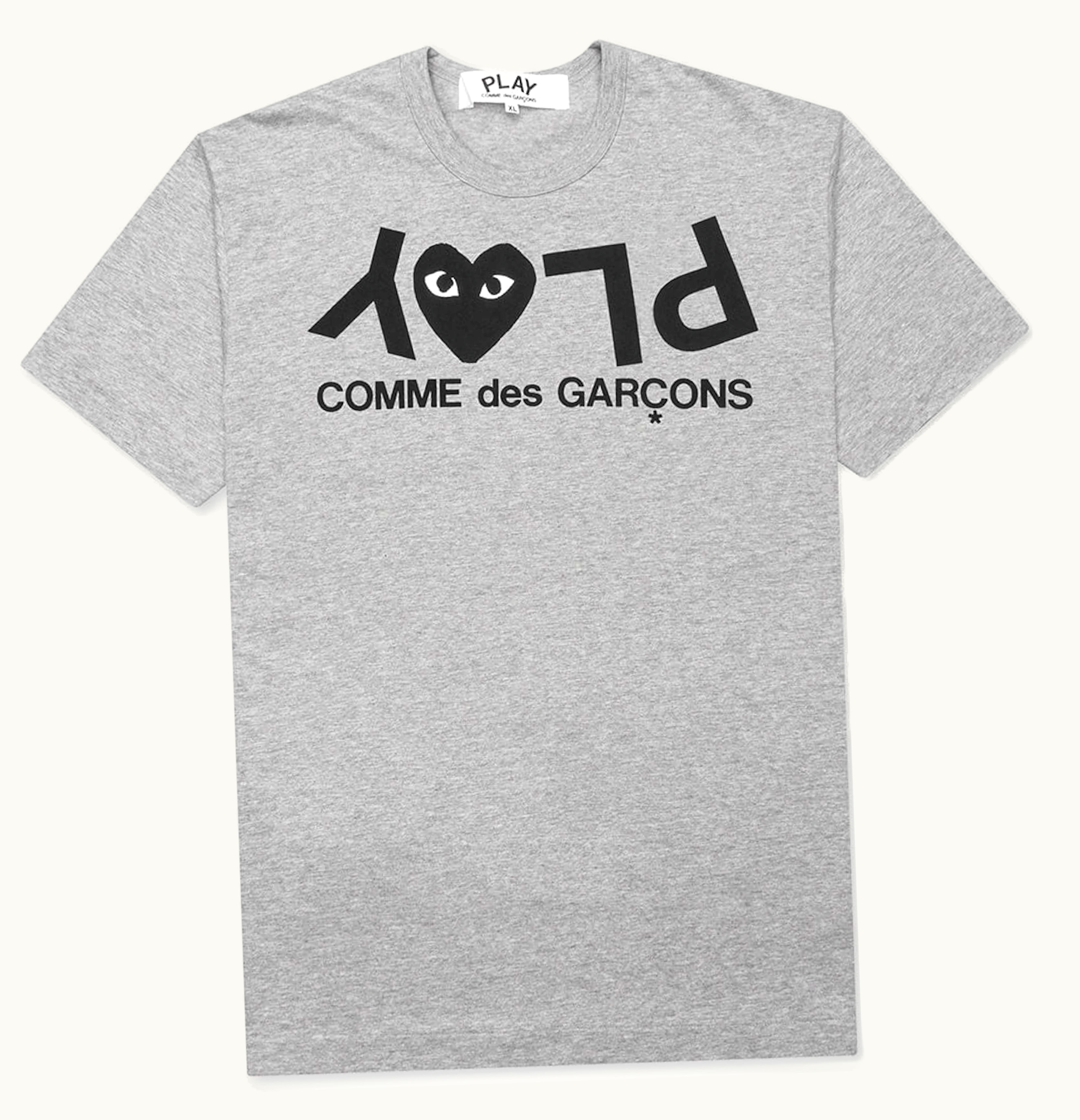 CDG Play Comme des Garcons PLAY Womens Inverted Text T shirt Grey