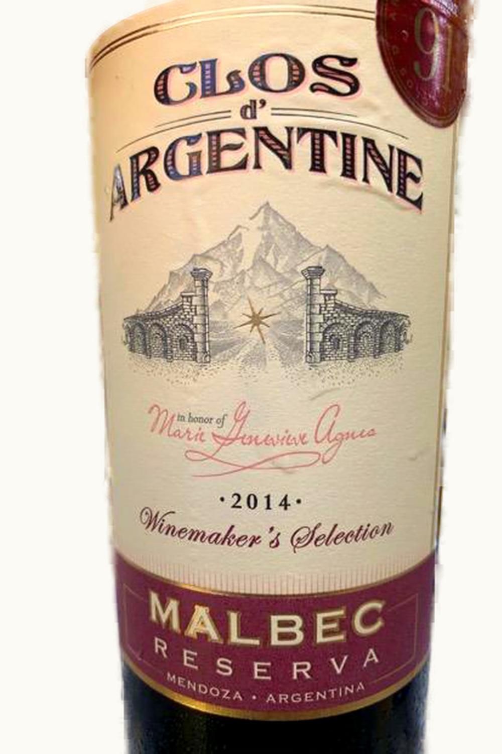 Clos d'Agon Clos d'Agon Winemakers' Select Reserve Malbec Mendoza, 2014