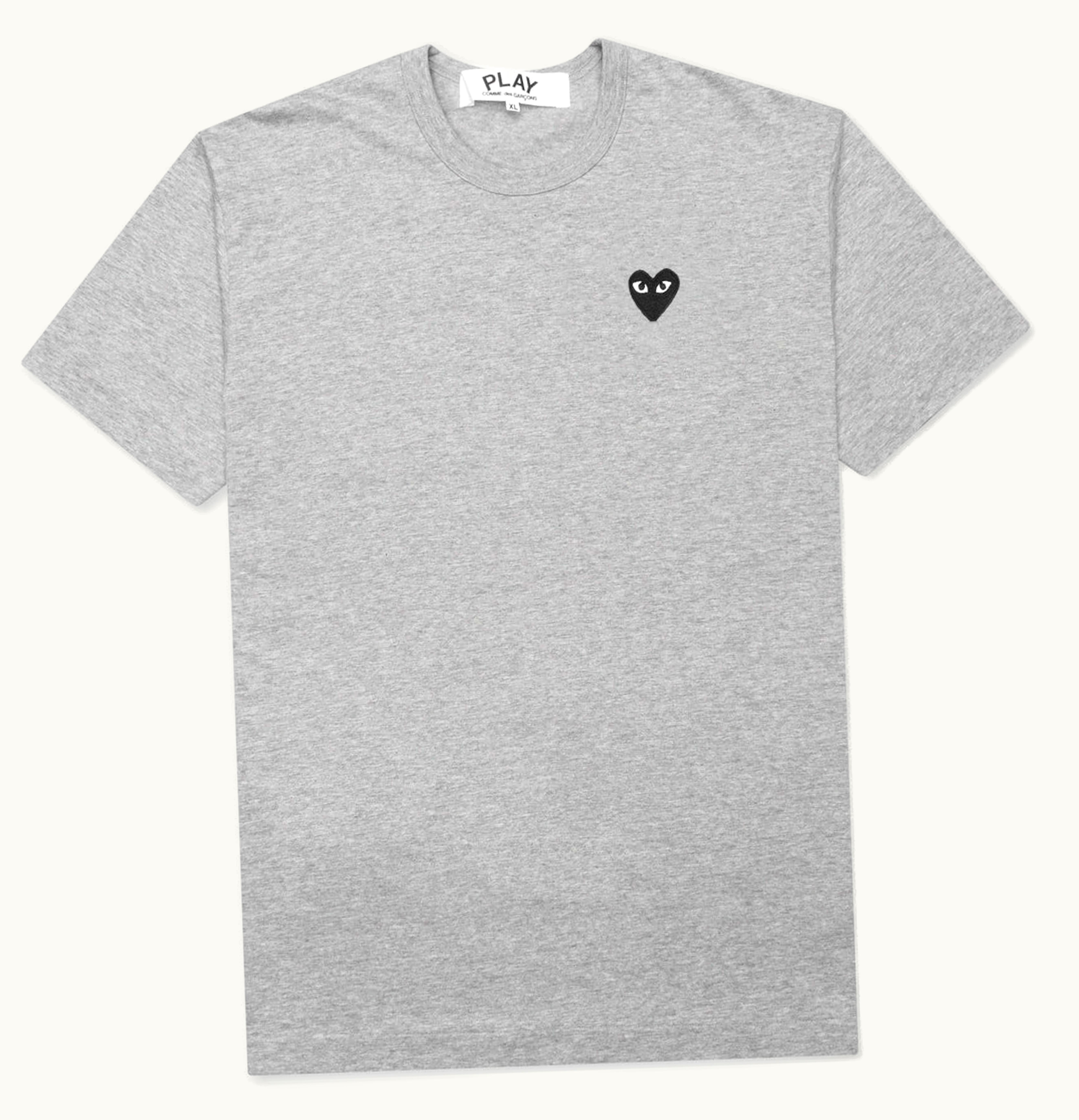 CDG Play Comme des Garcons PLAY Womens Black Heart Emblem T shirt Grey