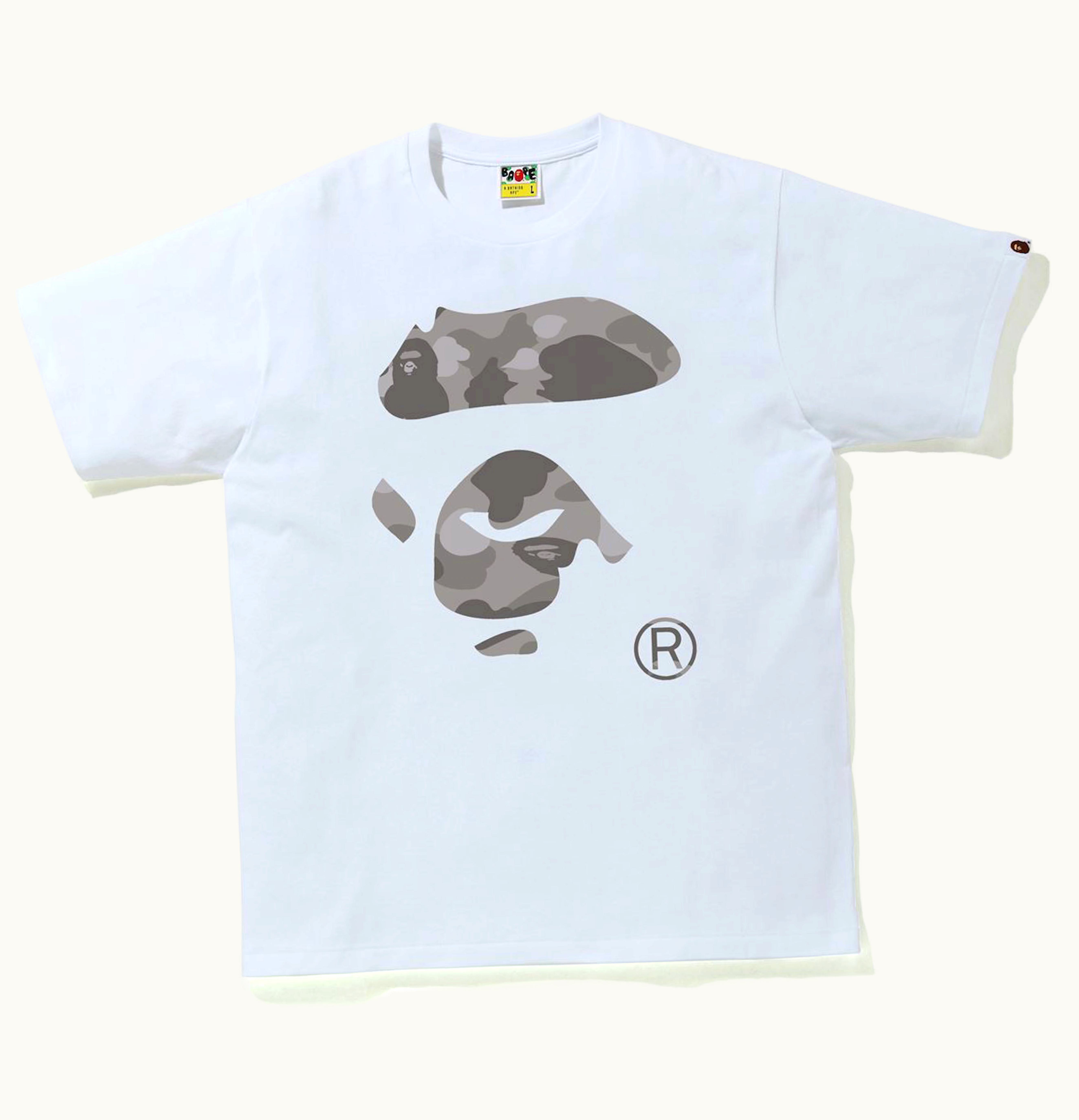 BAPE BAPE Color Camo Ape Face Tee White Gray