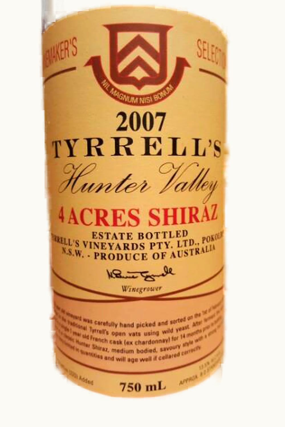 Tyrrell's Tyrrell's Four Acres Shiraz Hunter Valley New South Wales Australia, 2007