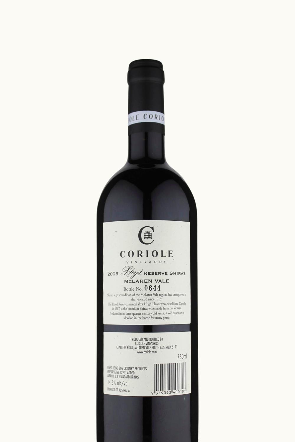 Coriole Coriole Lloyd Reserve Shiraz McLaren Vale South Australia, 2006
