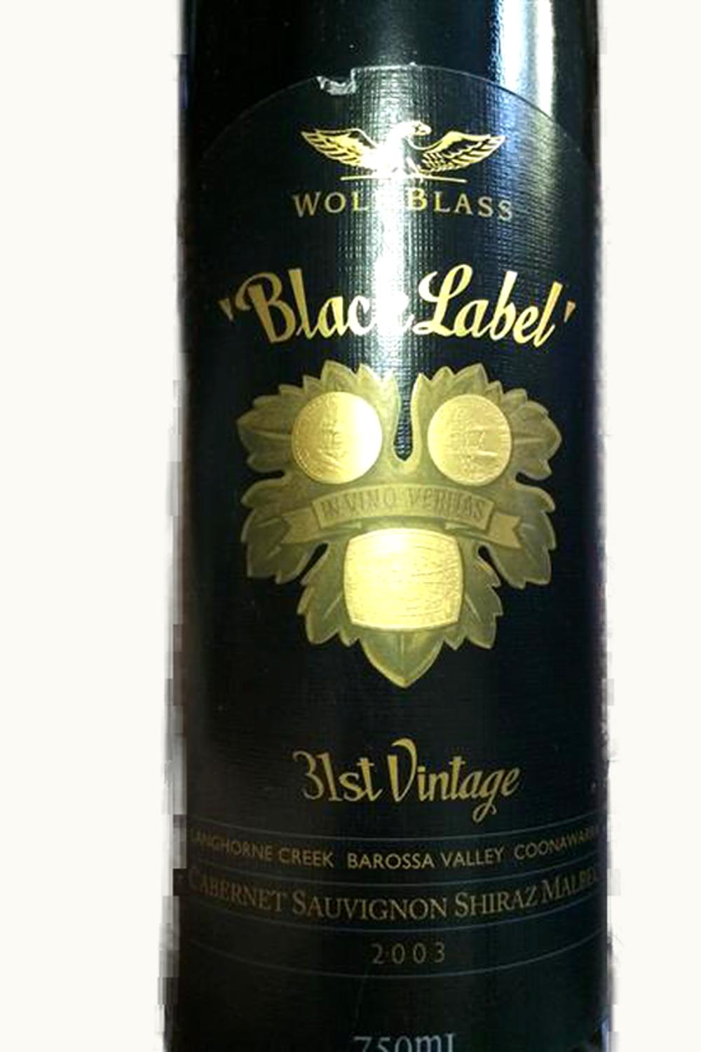 Wolf Blass Wolf Blass Black SRA Cab Sauv, 2003