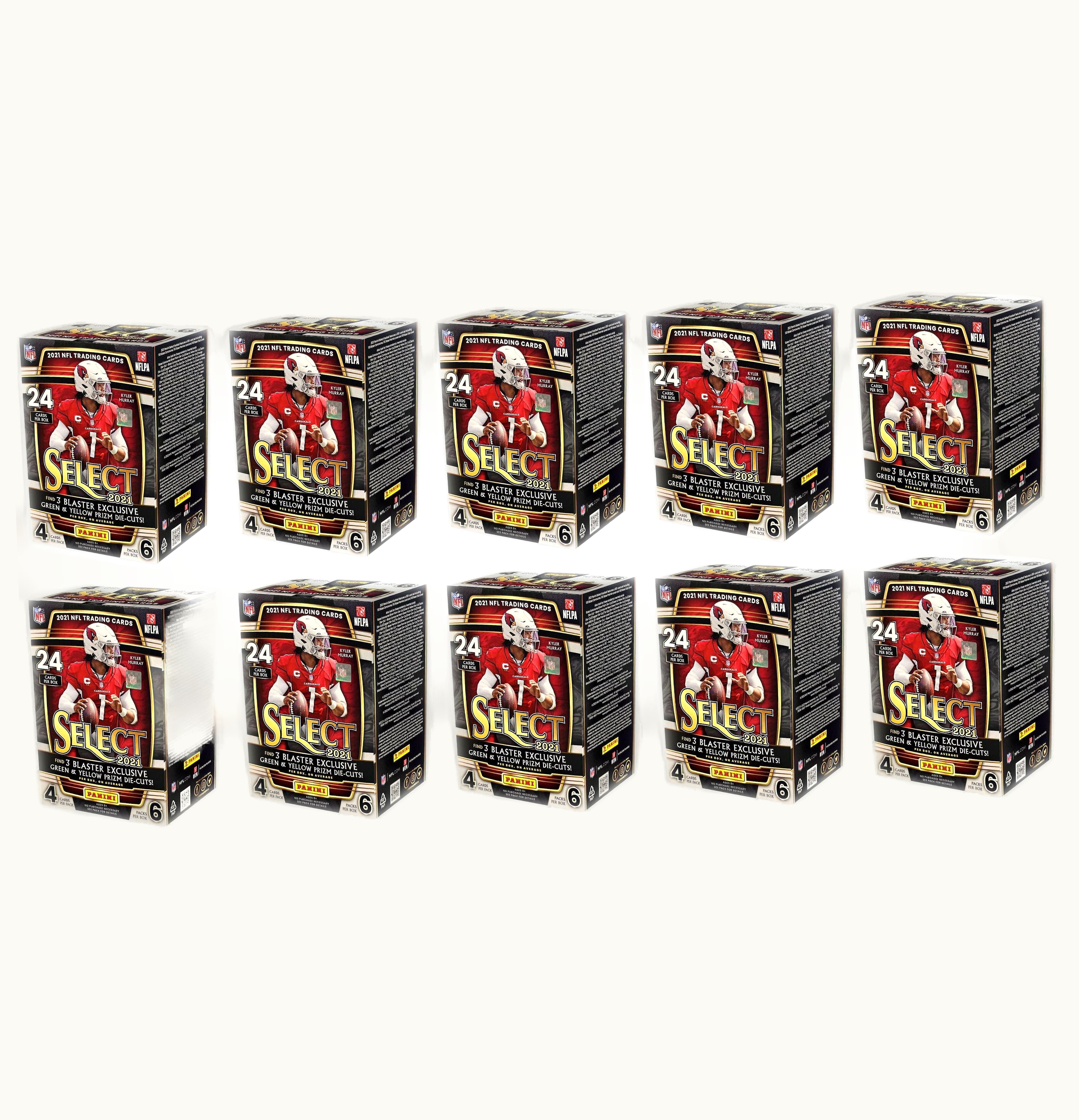 Panini 2021 Panini Select Football Blaster Box Green Yellow Prizm Die Cuts 10x Lot