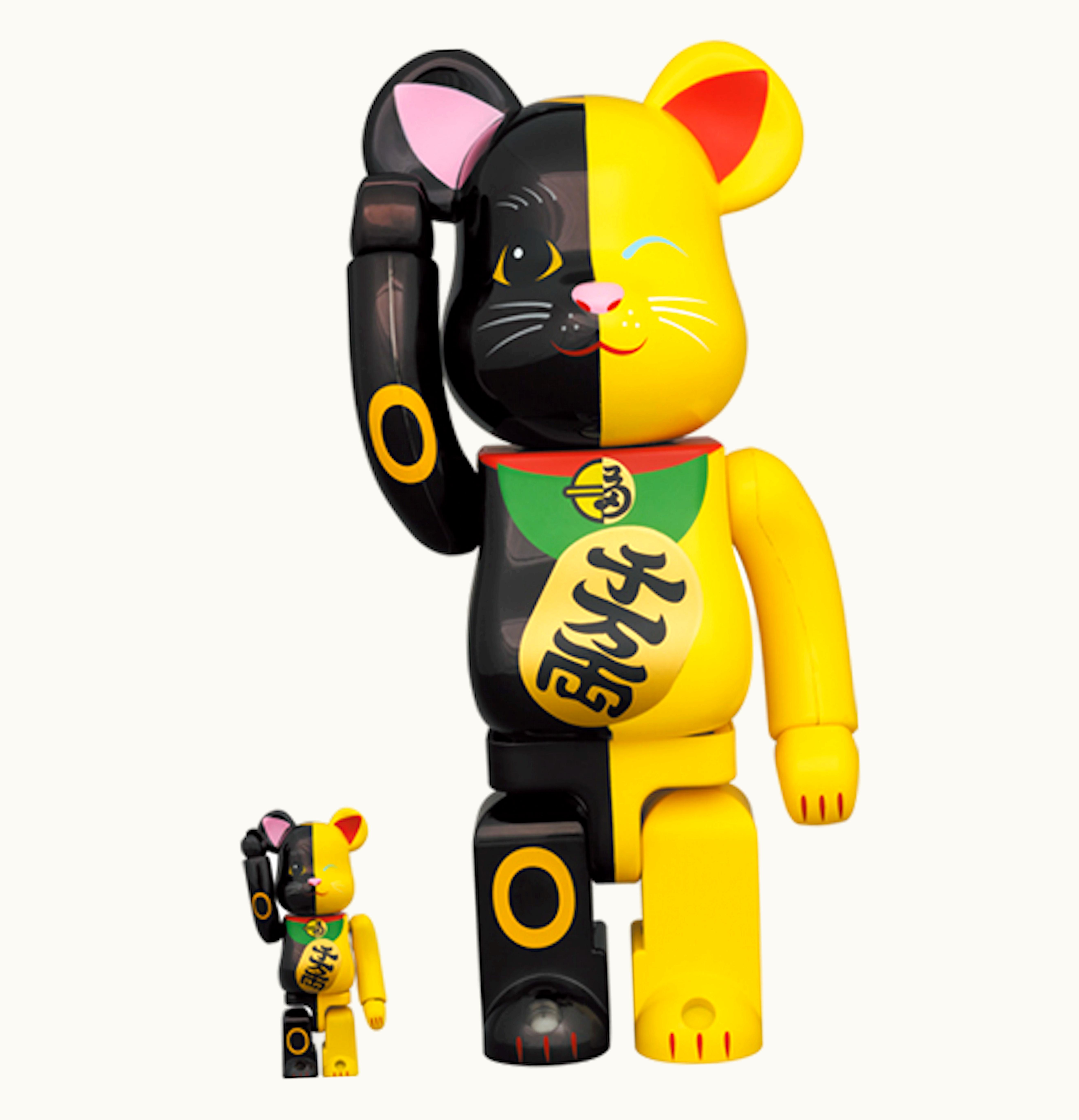 Bearbrick Bearbrick Maneki Neko 100 400 Set Black Yellow