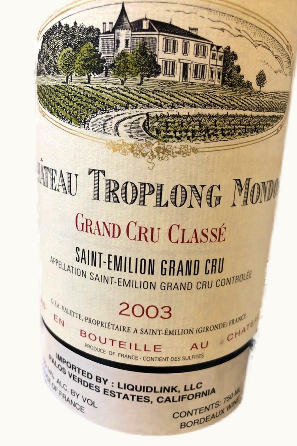 Château Troplong-Mondot Château Troplong-Mondot St Emilion Grand Cru, Bordeaux, France, 2003