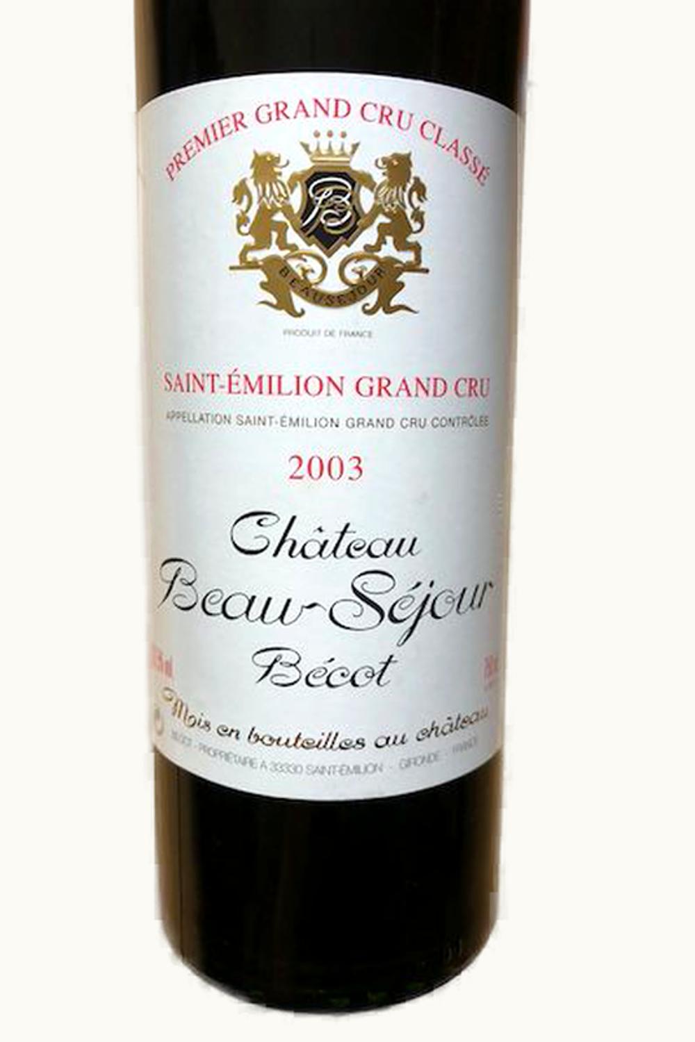 Château Beau-Séjour Bécot Château Beau-Séjour Bécot St Emilion Grand Cru, Bordeaux, France, 2003