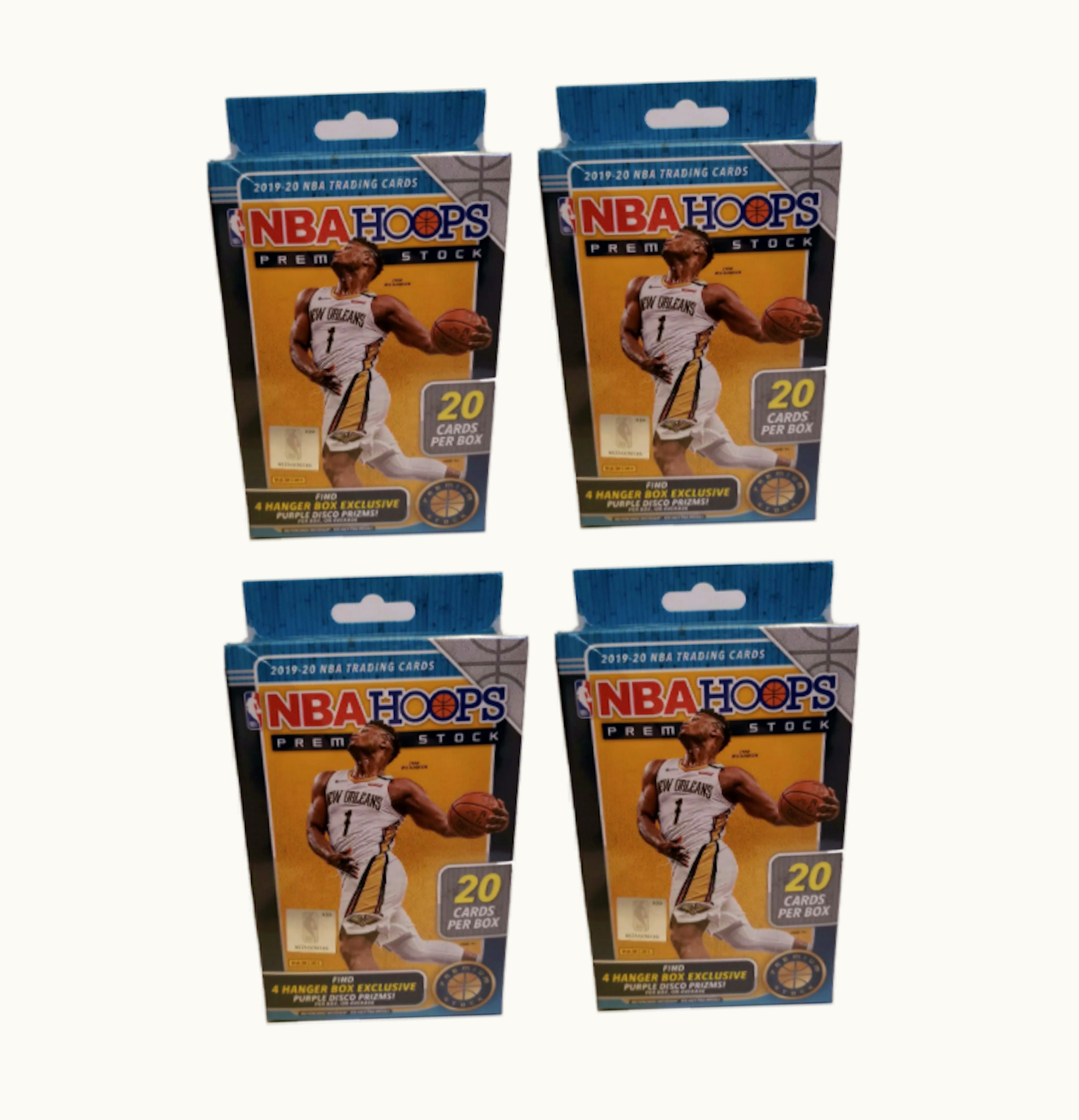Panini 2019 20 Panini NBA Hoops Premium Stock Basketball Hanger Box 20 ct Purple Disco Prizms 4x Lot