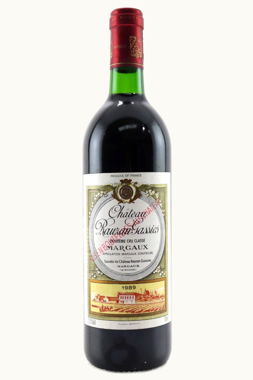Rauzan Gassies Rauzan Gassies Margaux Medoc Bordeaux, 1989