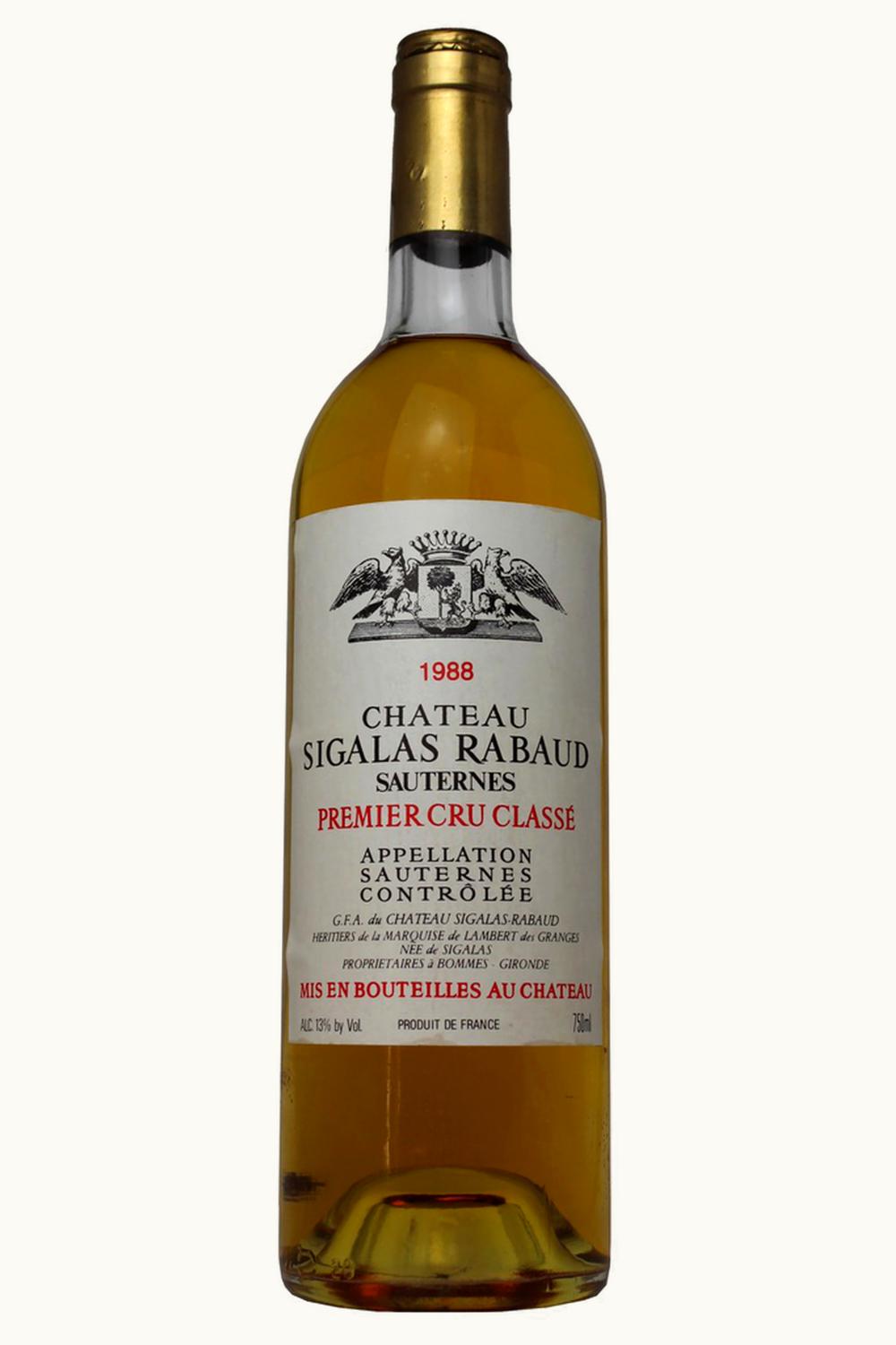 Château Sigalas-Rabaud Château Sigalas-Rabaud Sauternes Bordeaux, 1988